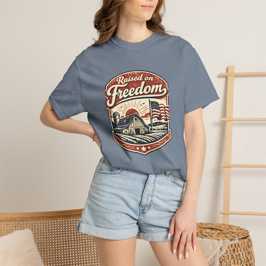 Raised on Freedom T-Shirt — Vintage American Flag Graphic Tee