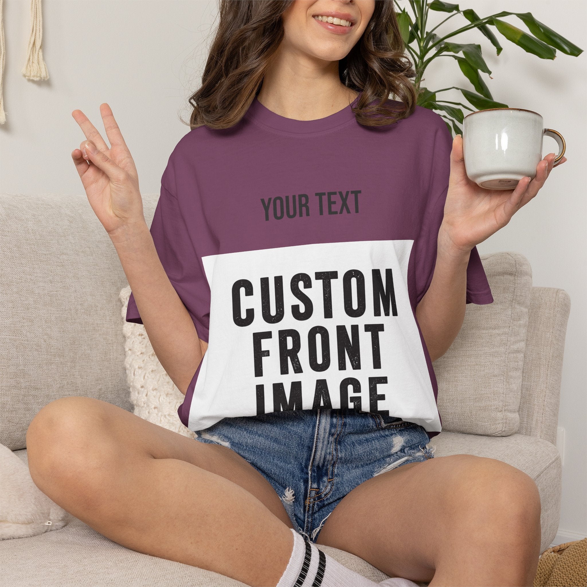 Custom Front Landscape Print T-Shirt — Personalized Text & Image Tee