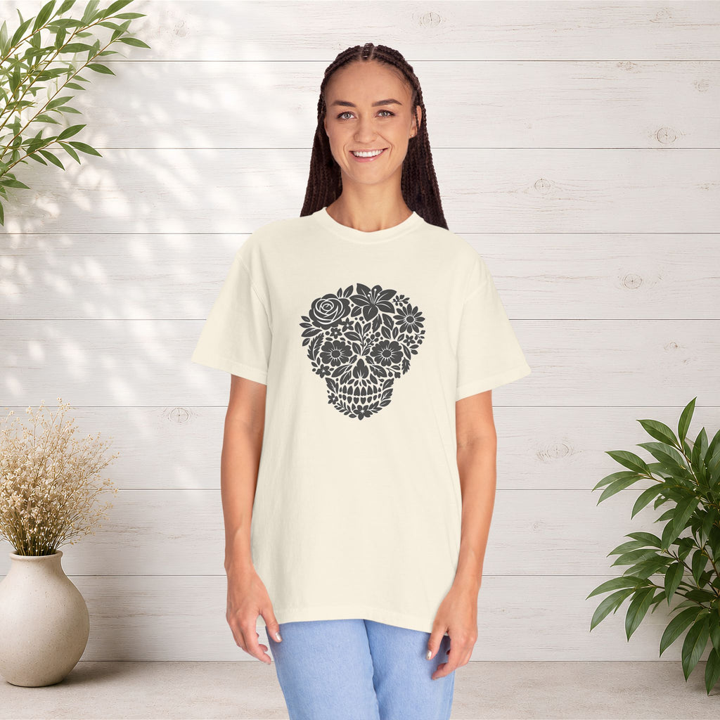 Floral Sugar Skull T-Shirt — Day of the Dead Floral Skull Tee