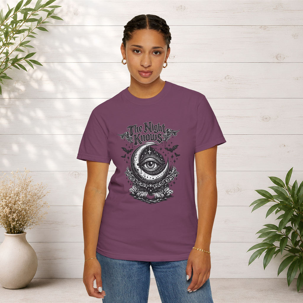 The Night Knows Eye T-Shirt — Mystical Gothic Graphic Tee