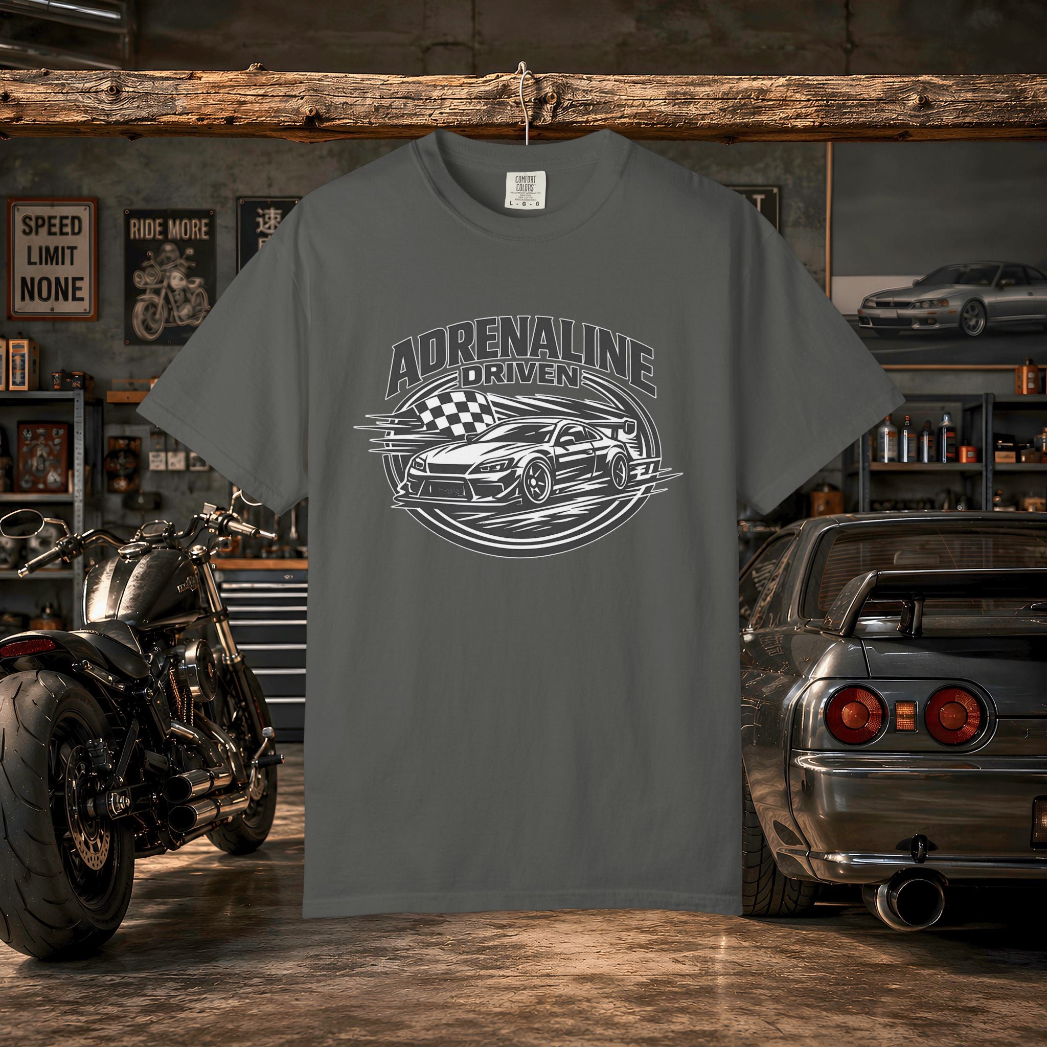 Adrenaline Driven Racing Tee — Street Race Car Graphic T-Shirt