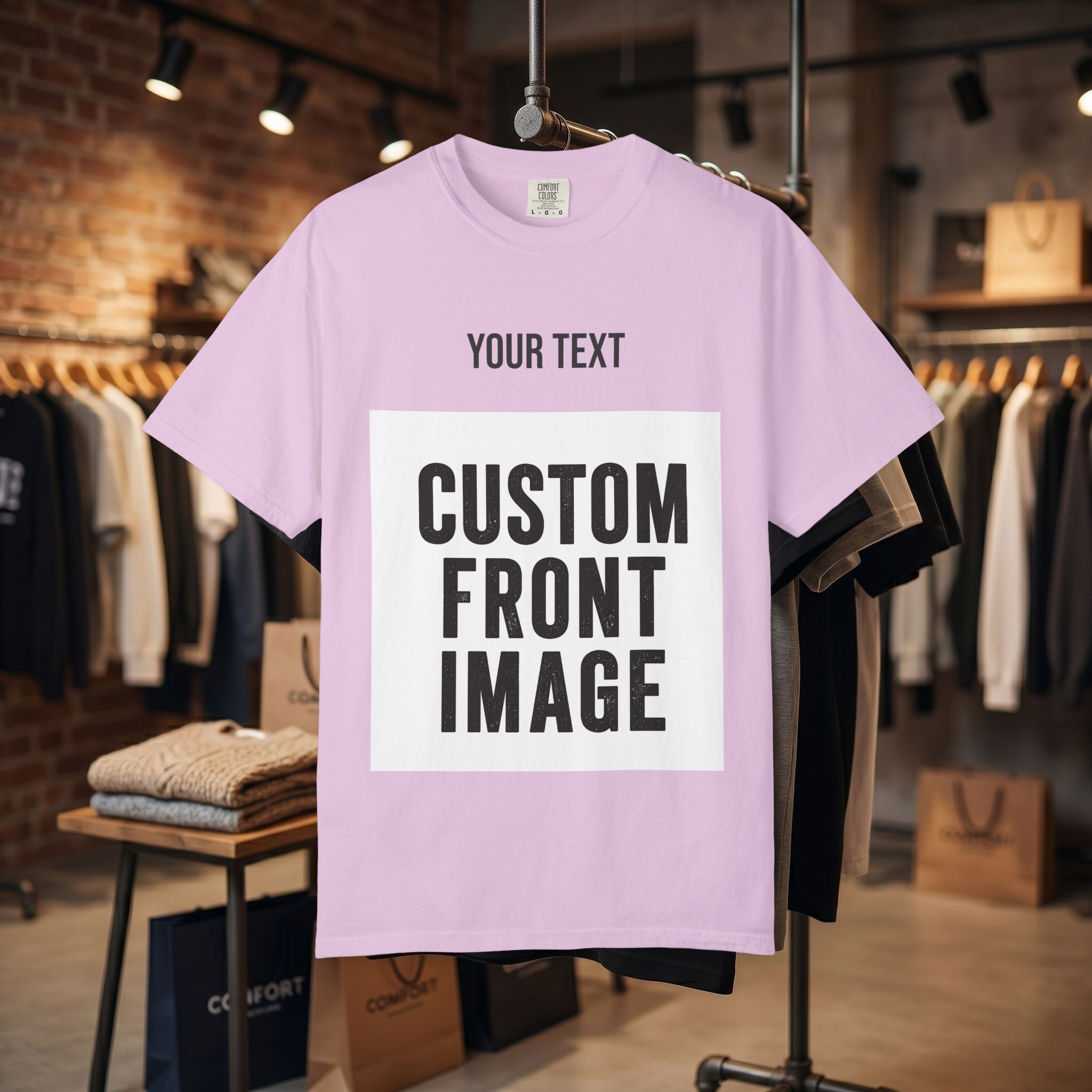 Custom Front Square Print T-Shirt — Personalized Text & Image Tee