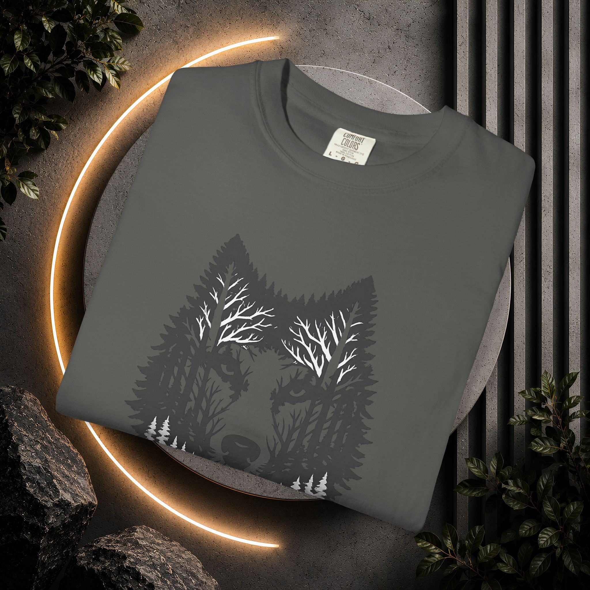 Wolf Forest T-Shirt — Geometric Woodland Wolf Graphic Tee