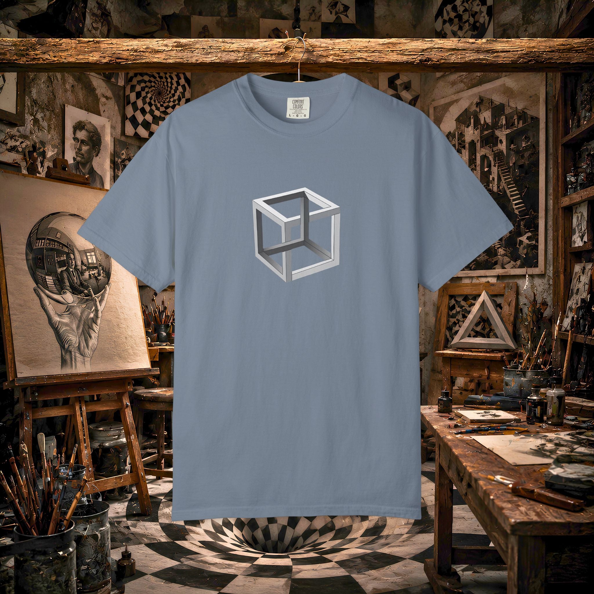 Optical Illusion Cube Depth T-Shirt