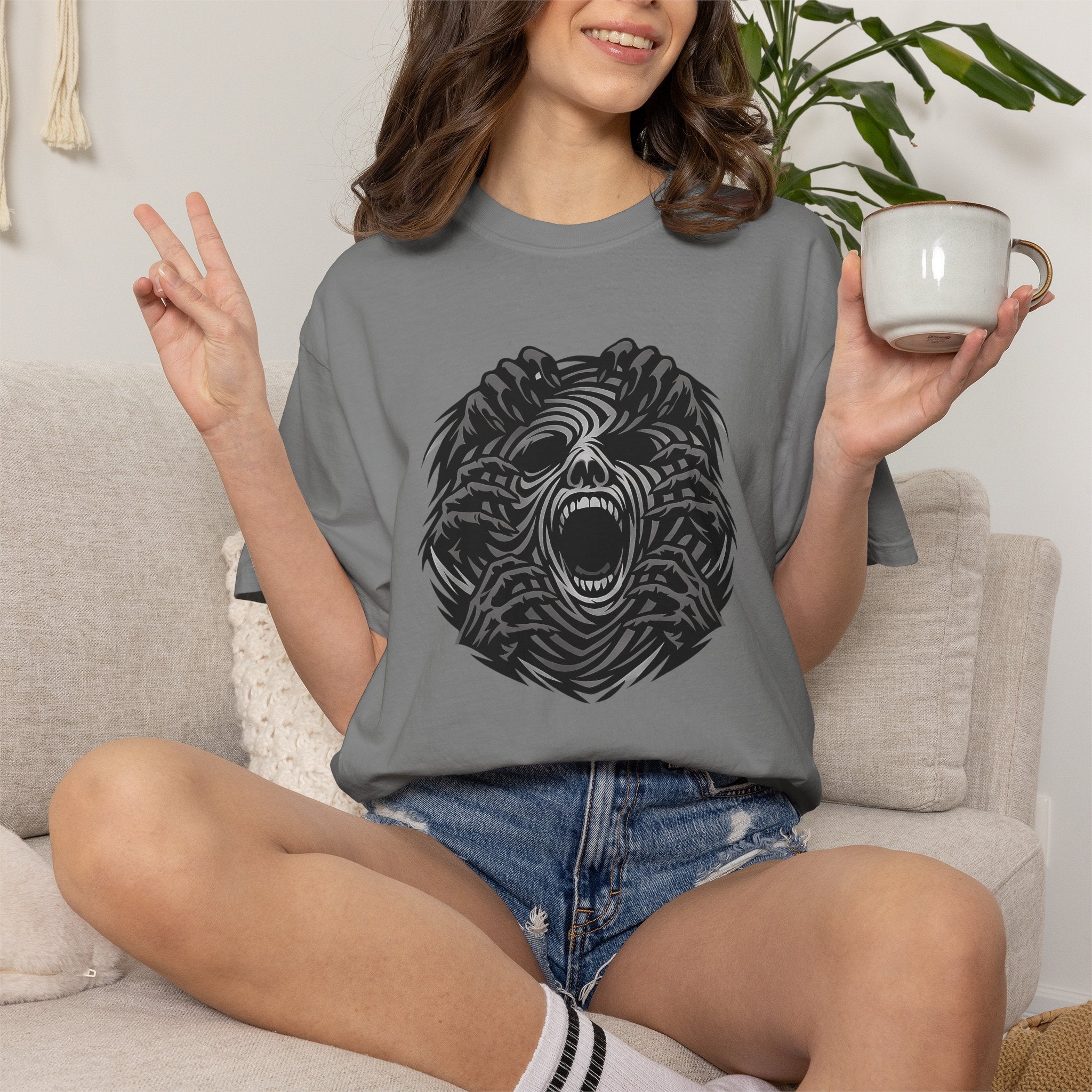 Shadow Hands Face Illusion T-Shirt