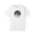 Mountain Camping Circle Art T-shirt | Tent Campfire Outdoors Tee