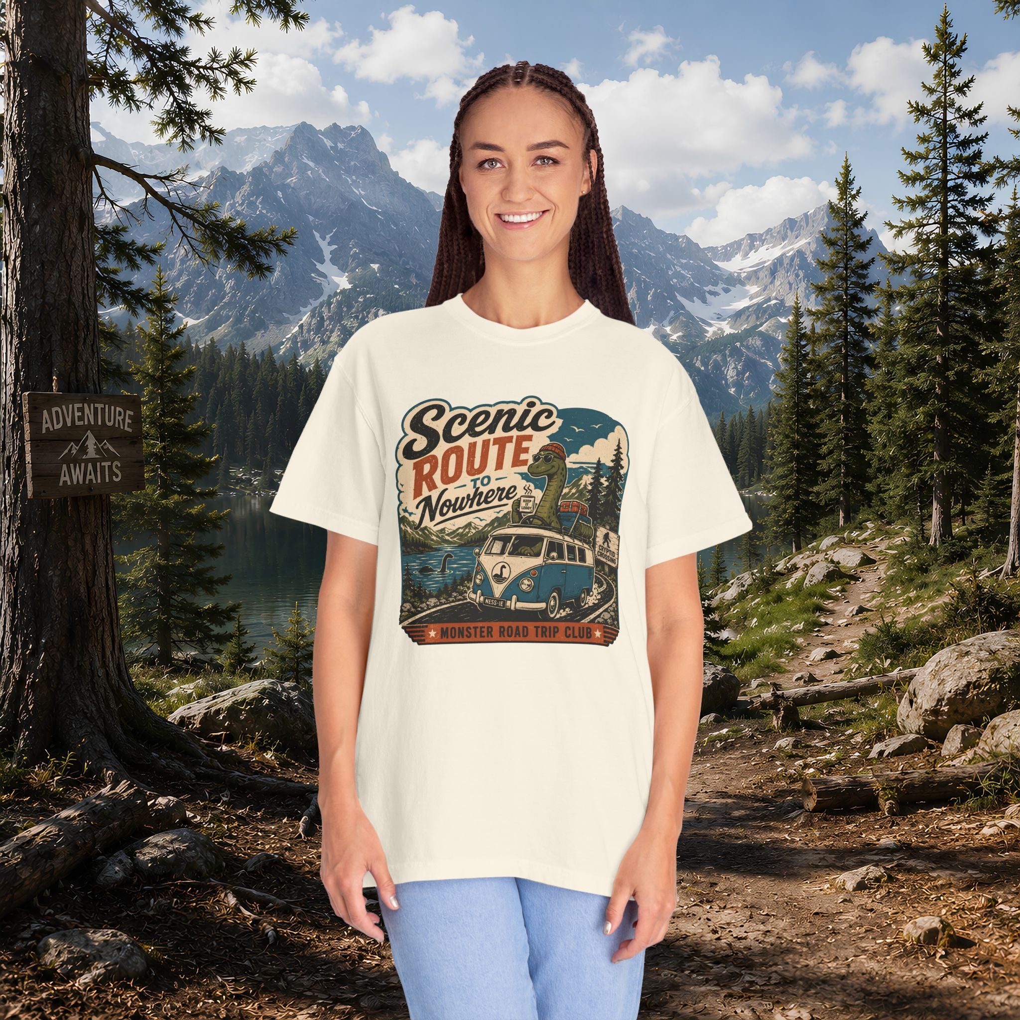 Scenic Route Vintage Camper Nessy T-Shirt — Road Trip Adventure Tee
