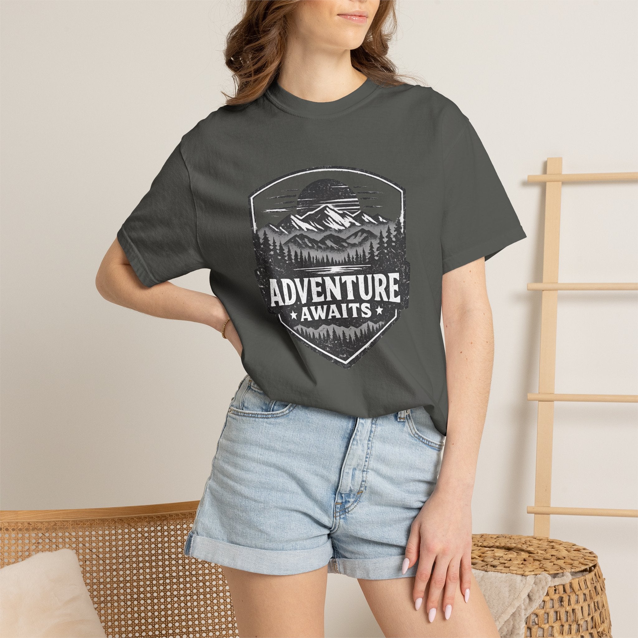 Adventure Awaits T-Shirt — Mountain Hiking Outdoors Tee