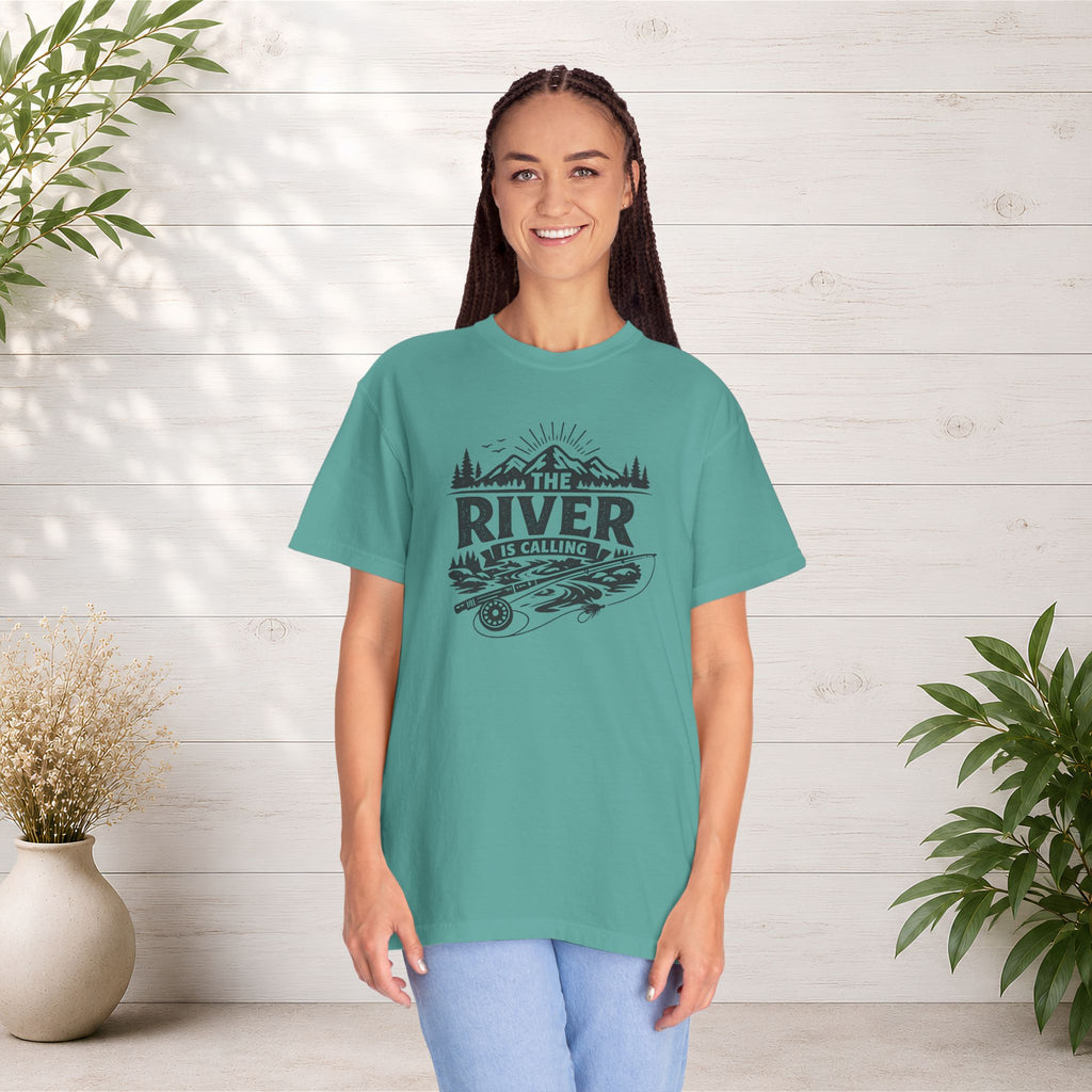 The River Is Calling T-Shirt — Rustic Fishing & Kayak Outdoor Tee