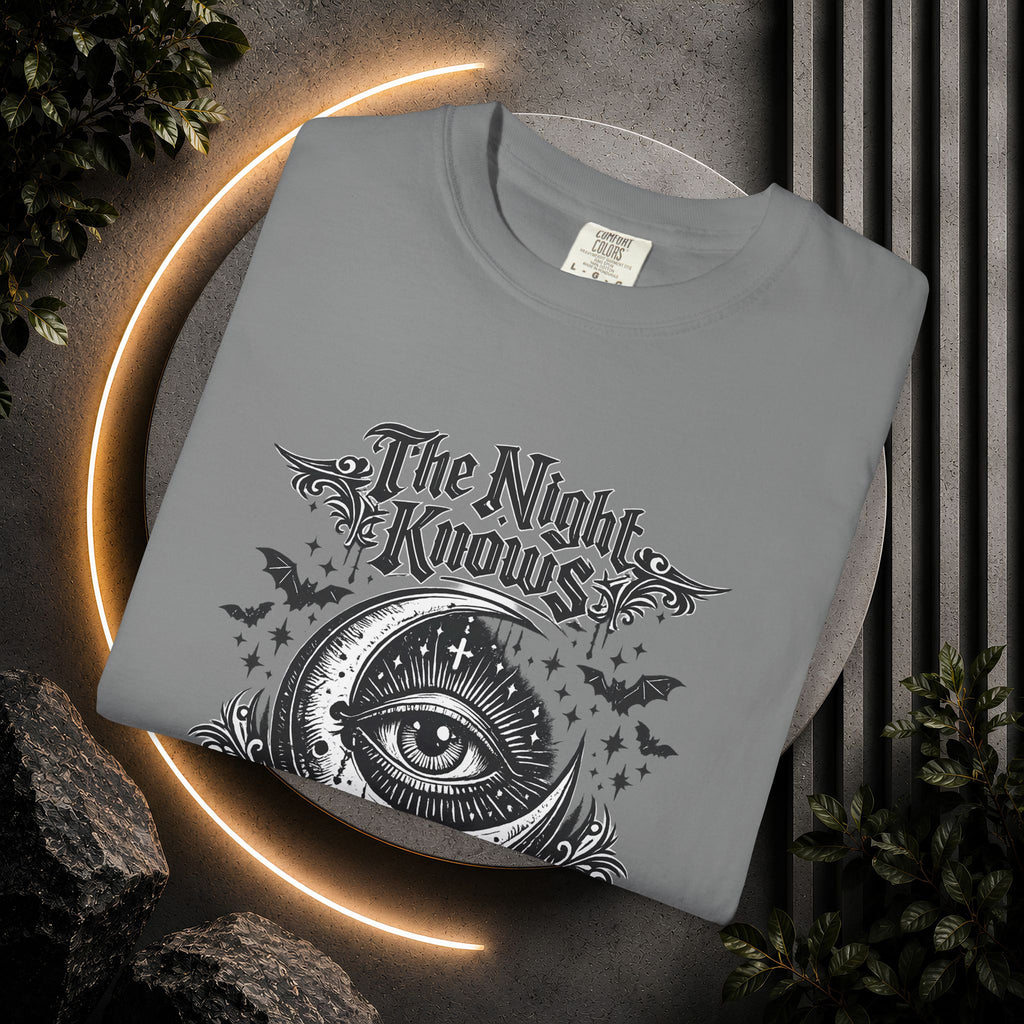 The Night Knows Eye T-Shirt — Mystical Gothic Graphic Tee