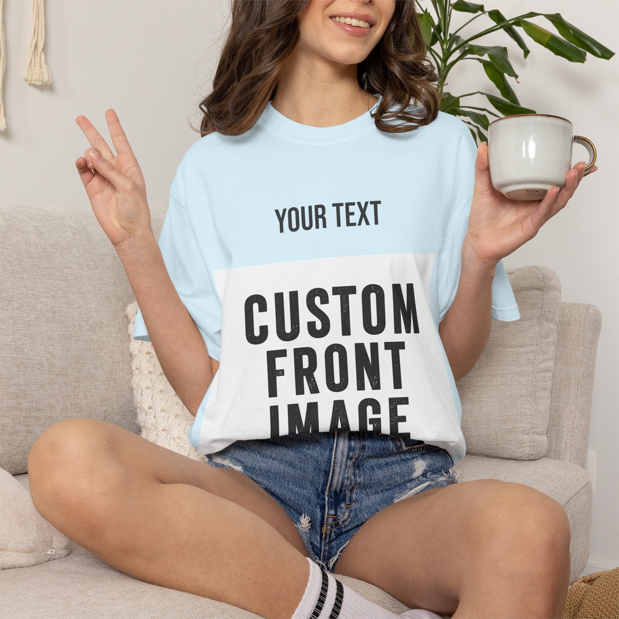 Custom Front Landscape Print T-Shirt — Personalized Text & Image Tee