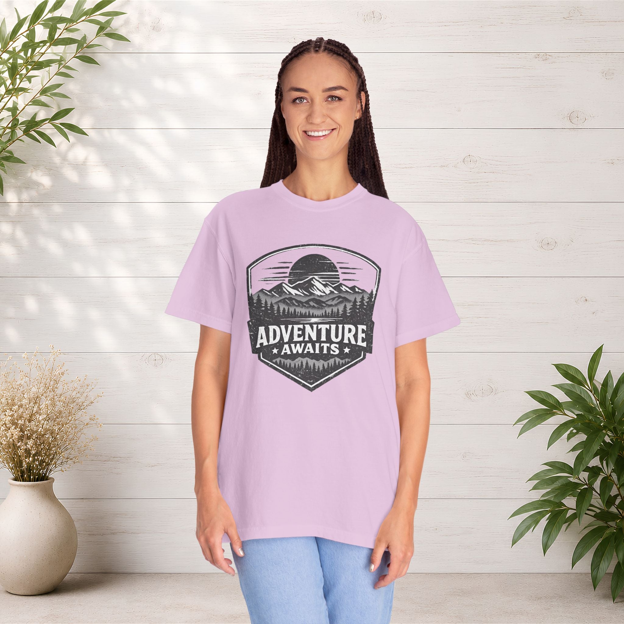 Adventure Awaits T-Shirt — Mountain Hiking Outdoors Tee