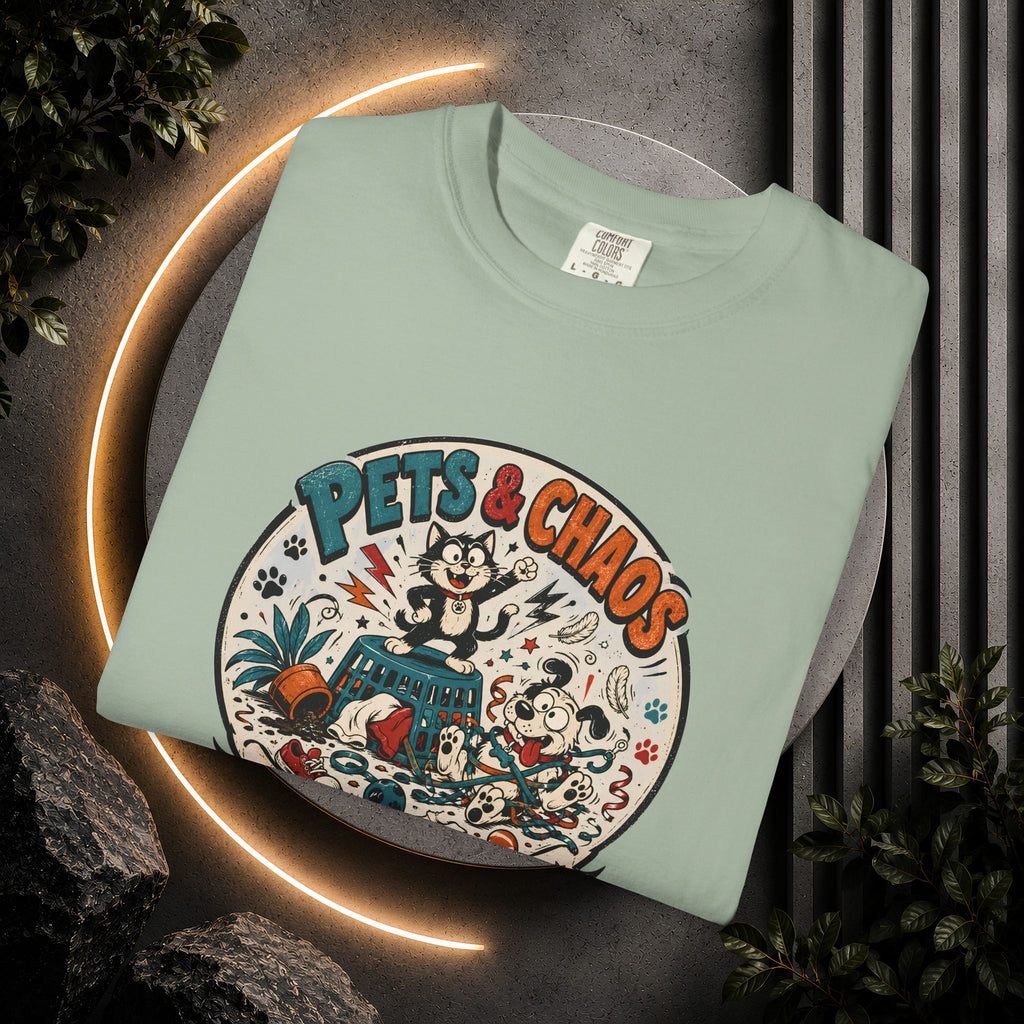 Pets & Chaos Graphic T-Shirt — "House Rules Don't Apply" Vintage Pet Lover Tee