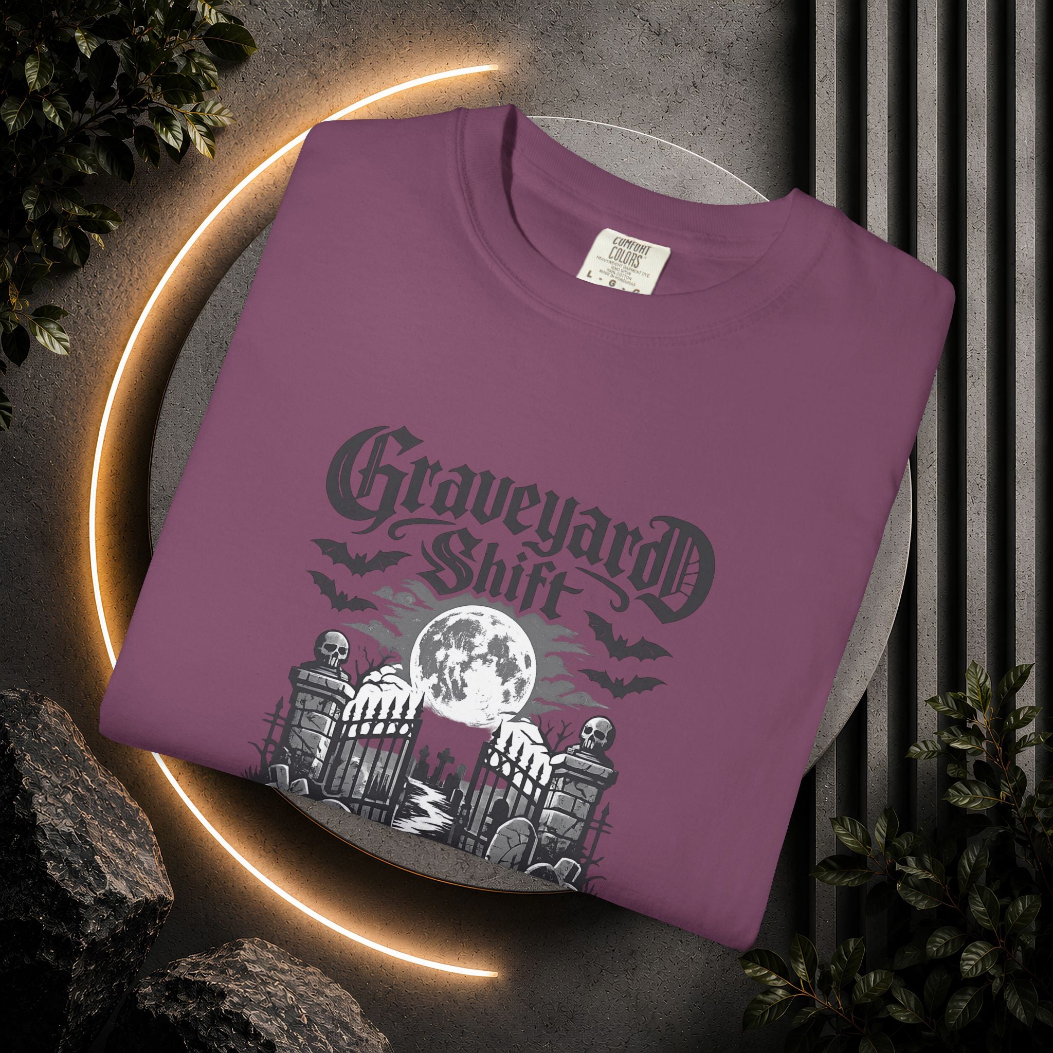 Graveyard Shift T-Shirt — Gothic Cemetery Skull Night Shift Tee