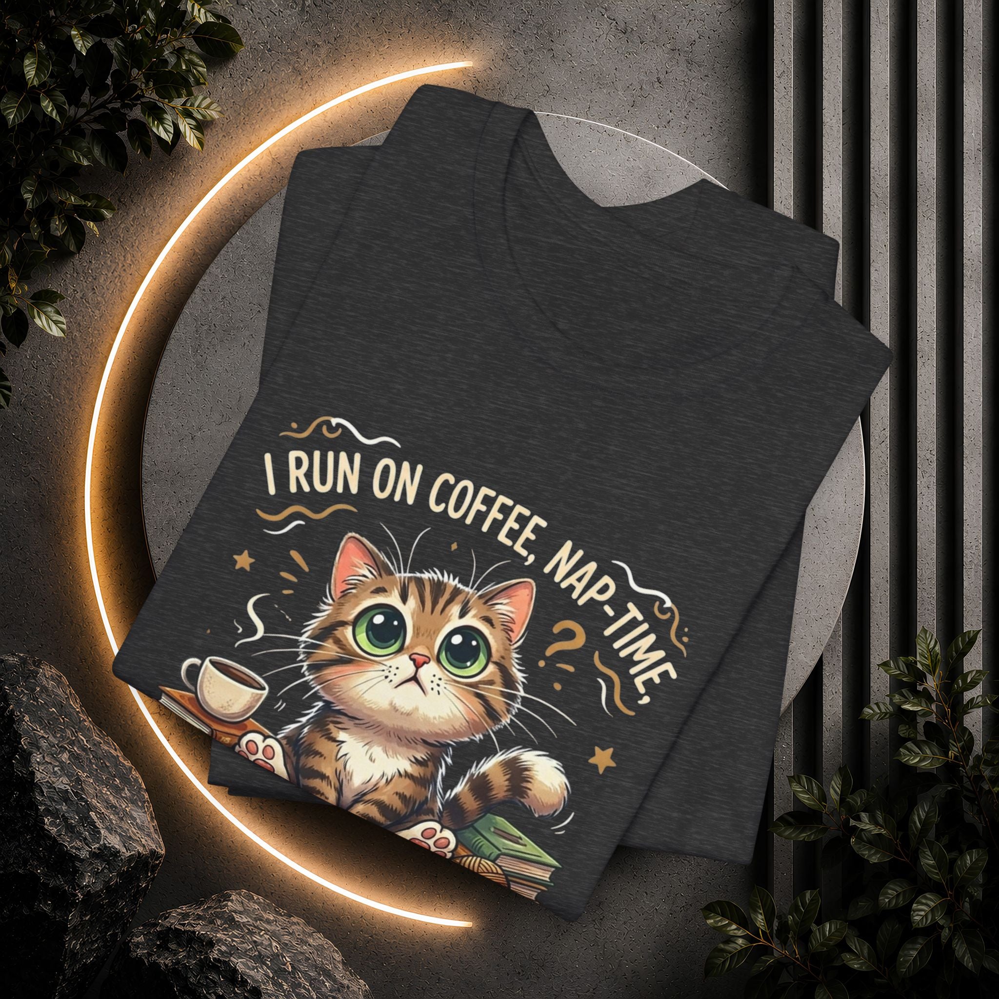 Judging Cat Coffee Books T-Shirt | Cozy Kitty Illustration Tee