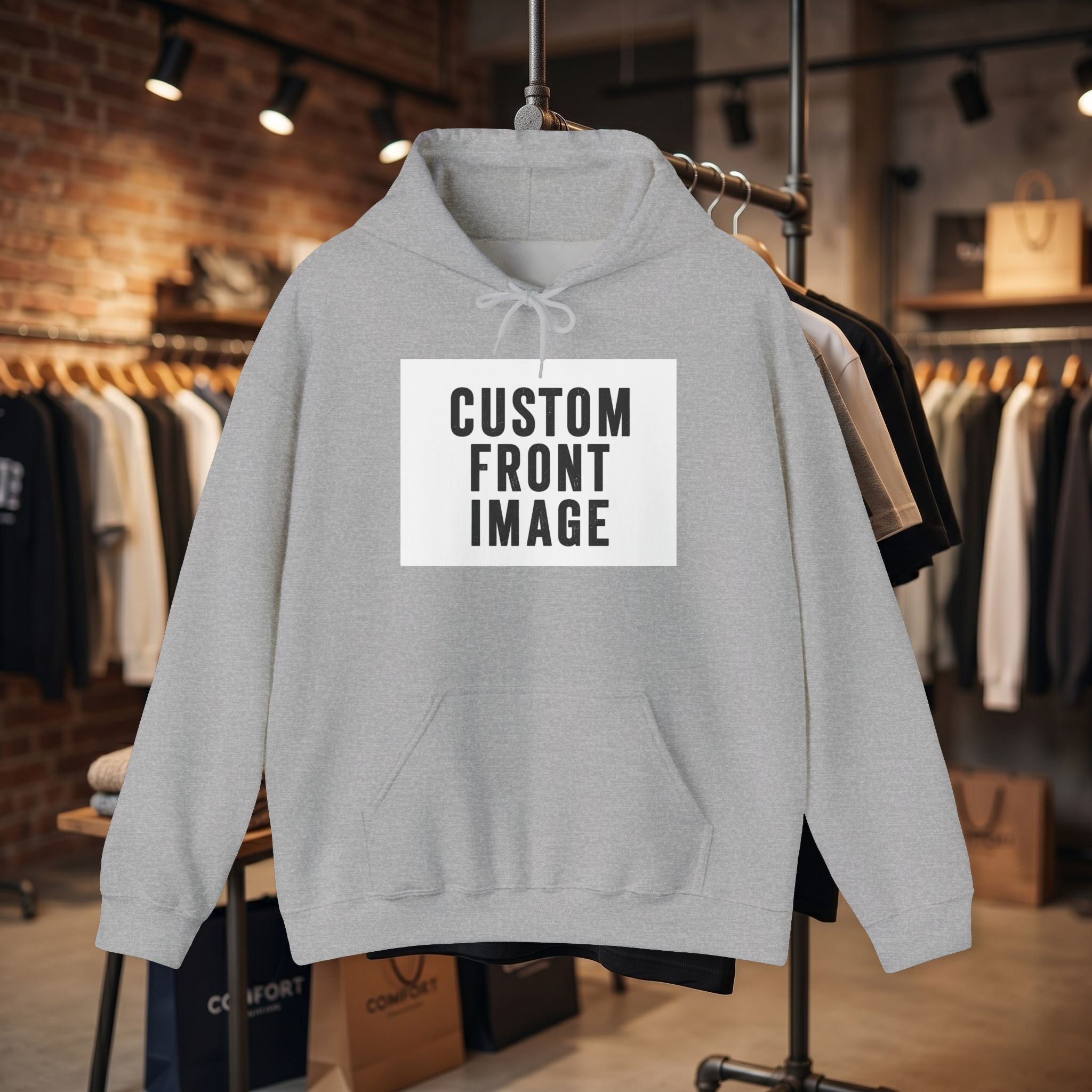 Custom Front Image Hoodie — Personalized White Pullover Hooded Sweatshirt