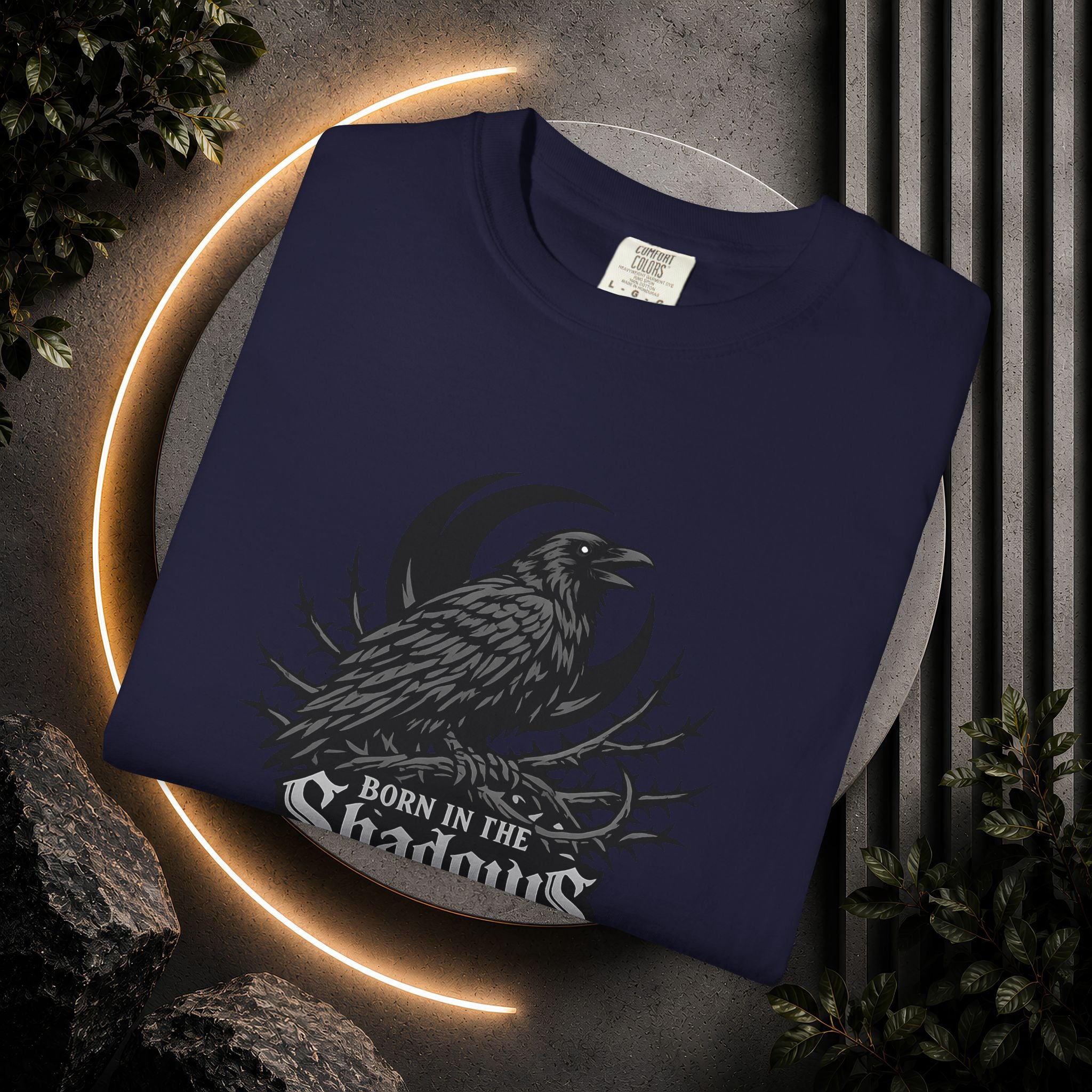 Raven in the Shadows T-Shirt — Gothic Raven Graphic Tee