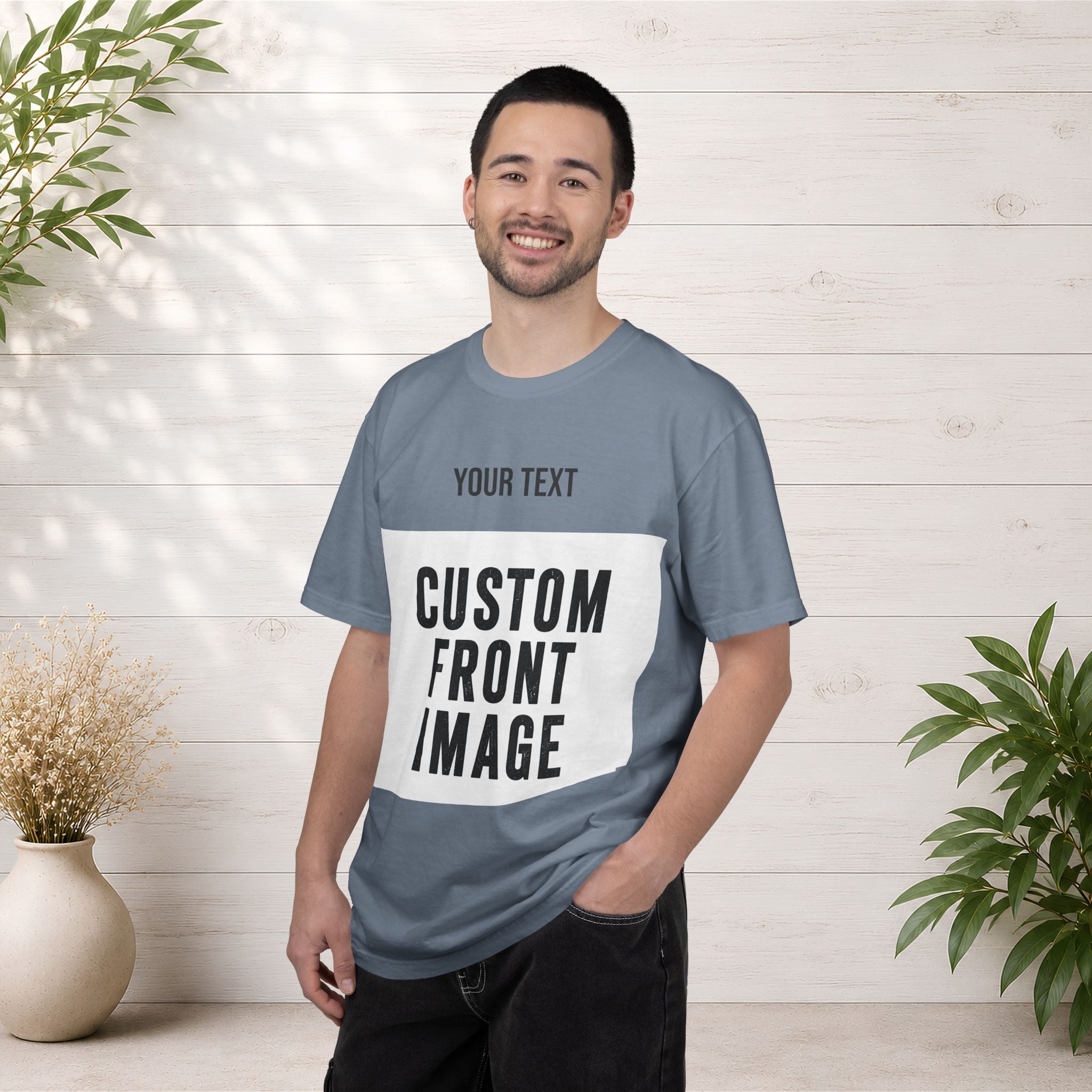 Custom Front Landscape Print T-Shirt — Personalized Text & Image Tee