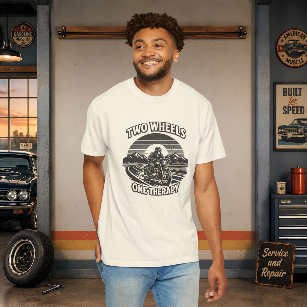 Motorcycle T-Shirt – "Two Wheels One Therapy" Rider Tee