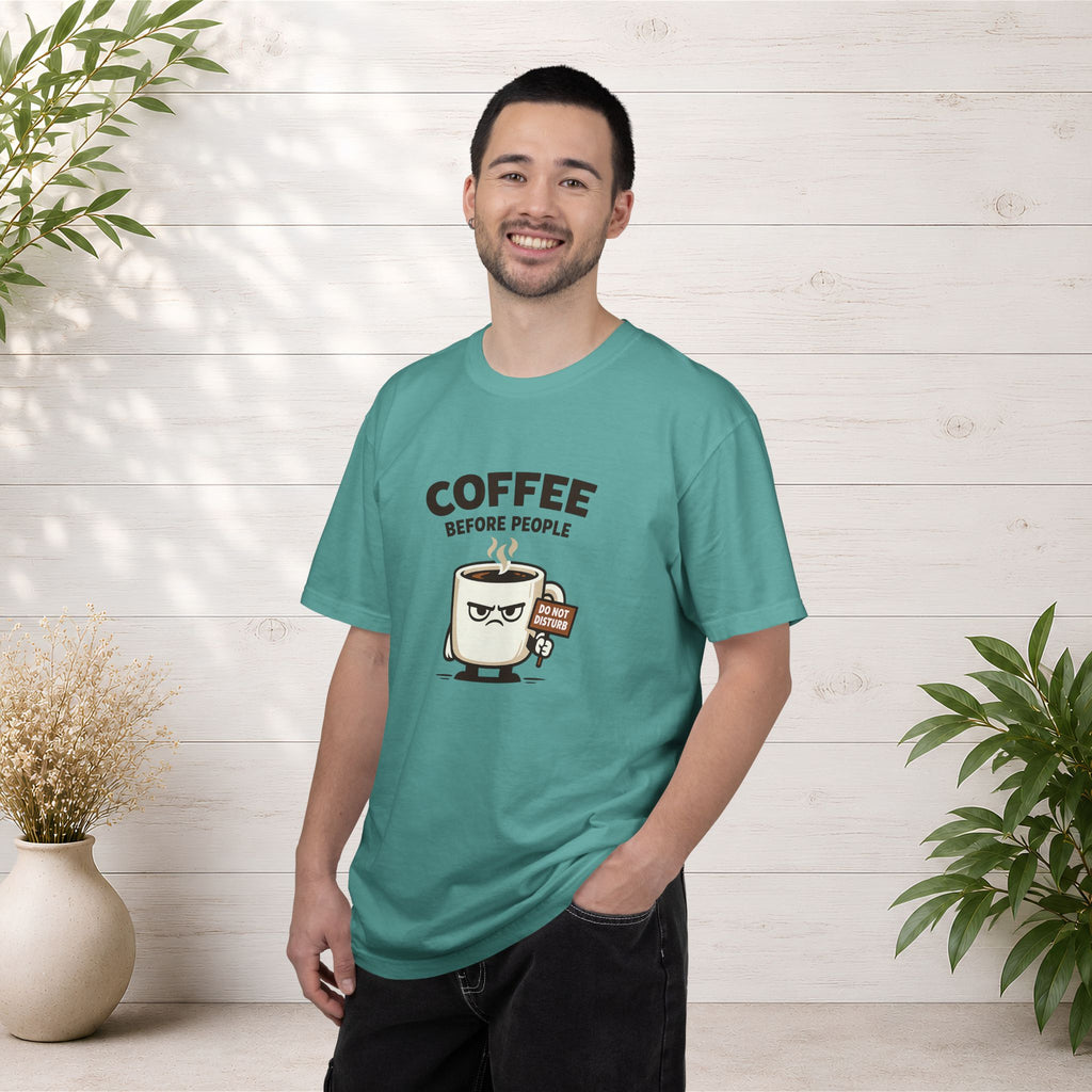 Coffee Before People T‑Shirt — Funny Morning Coffee Graphic Tee
