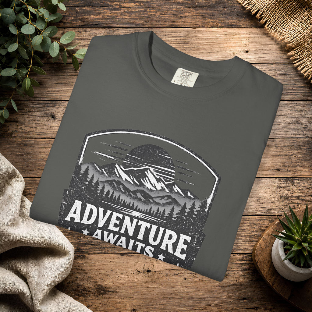 Adventure Awaits T-Shirt — Mountain Hiking Outdoors Tee