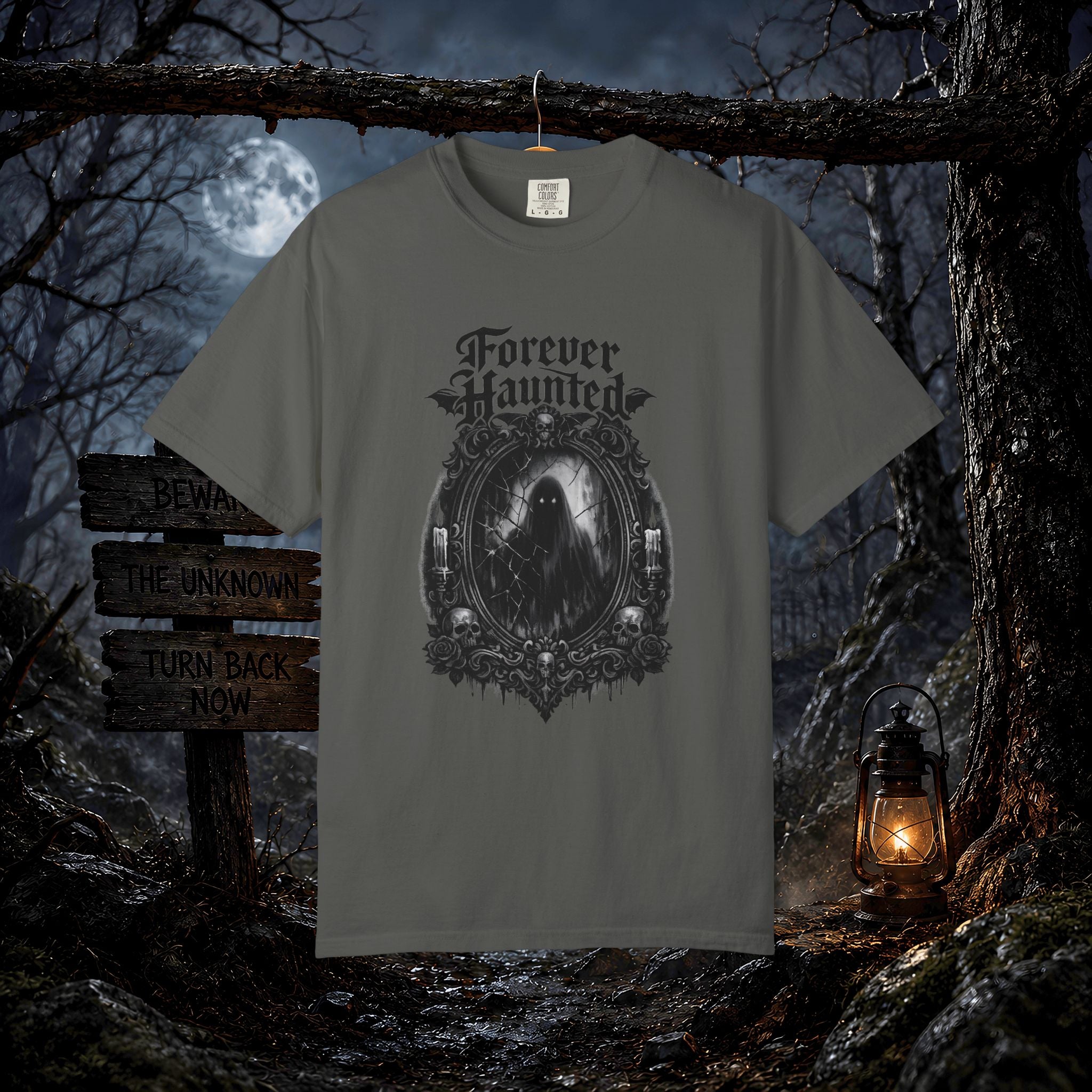 Forever Haunted T-Shirt — Gothic Ghost Graphic Tee