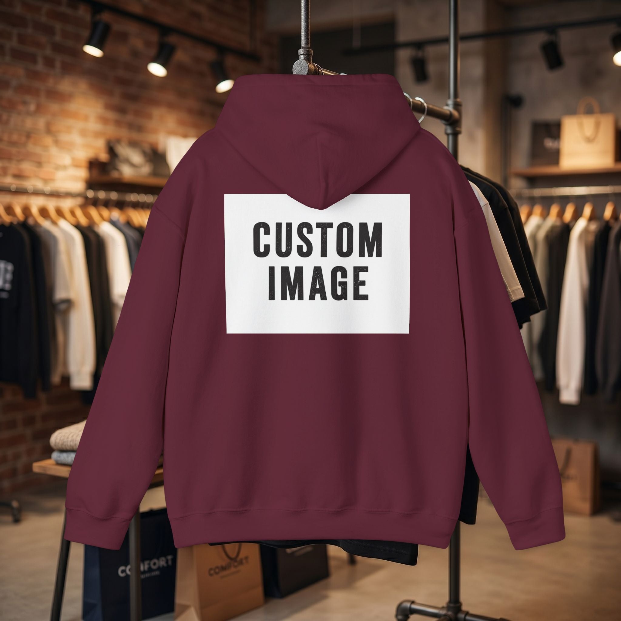 Custom Front Small Left and Back Image Hoodie — Personalized White Pullover Hooded Sweatshirt