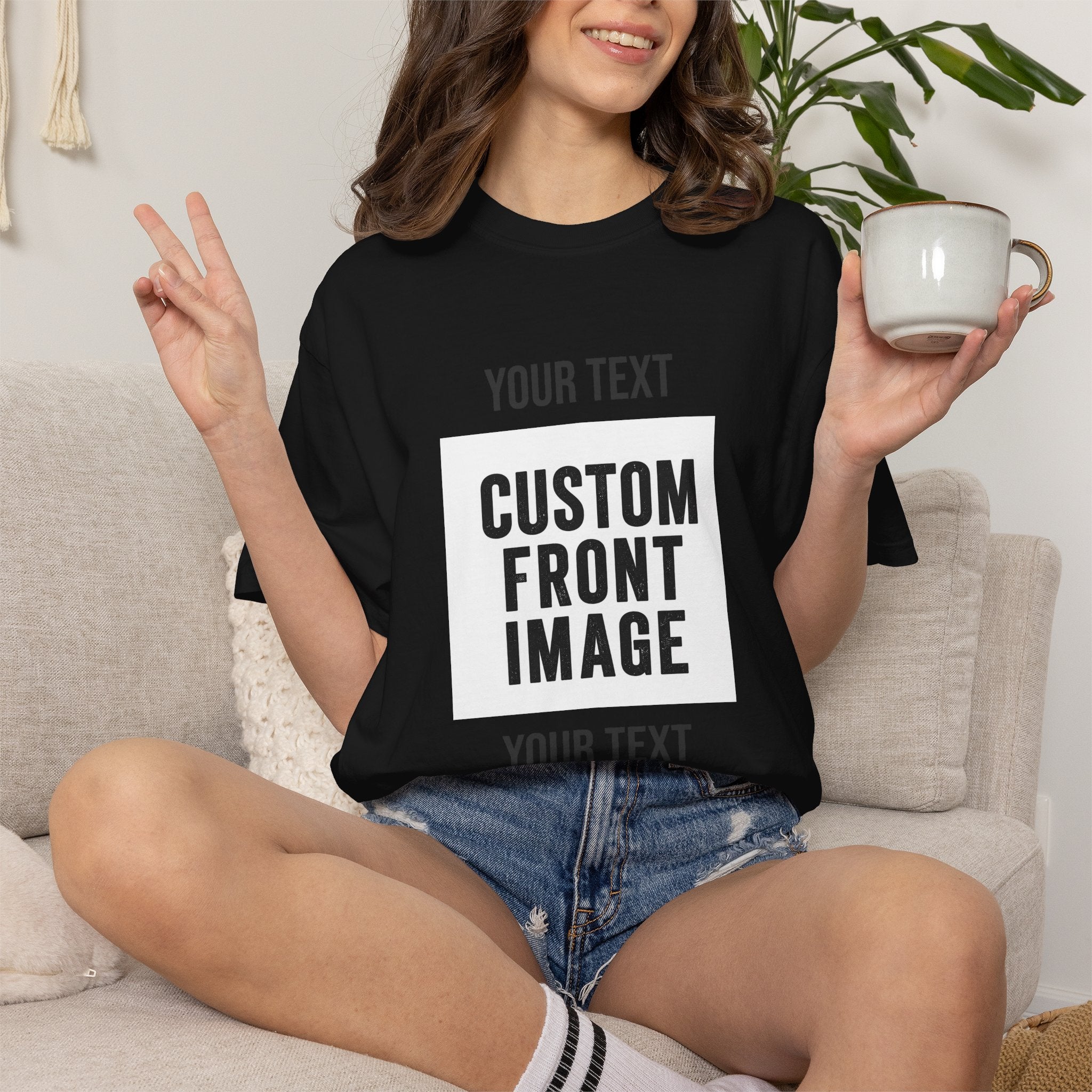 Custom Front Square Print T-Shirt — Personalized Text & Image Tee