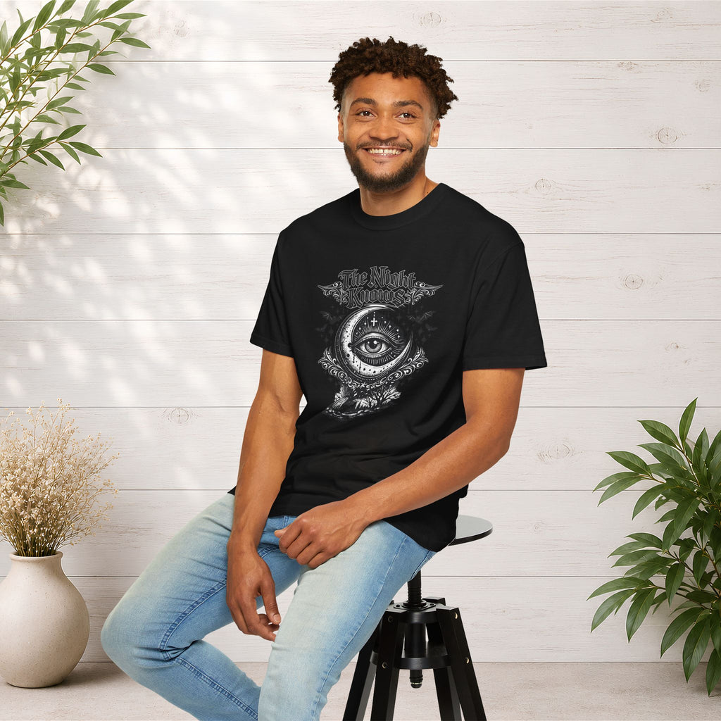 The Night Knows Eye T-Shirt — Mystical Gothic Graphic Tee