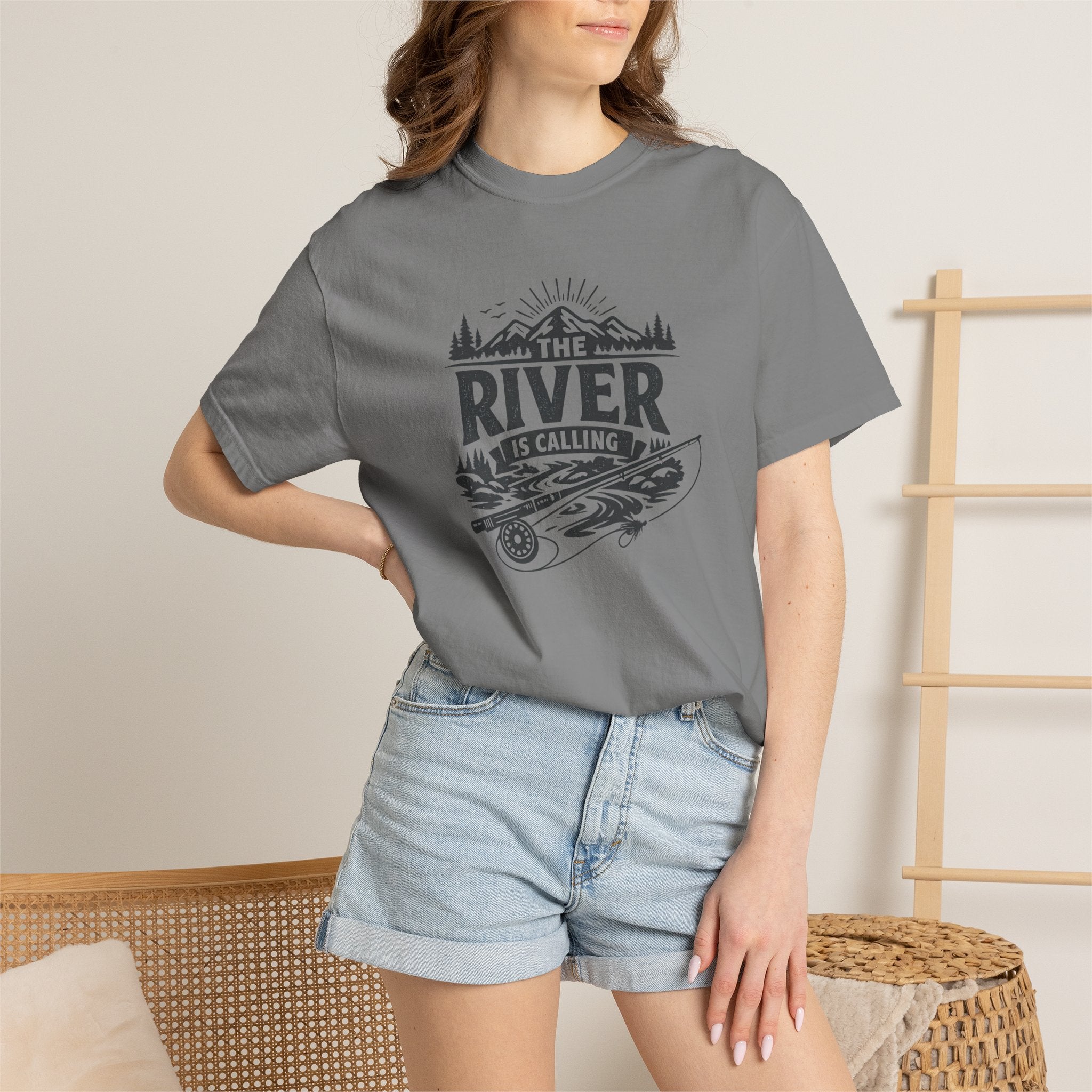 The River Is Calling T-Shirt — Rustic Fishing & Kayak Outdoor Tee