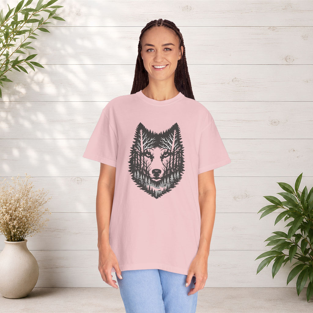 Wolf Forest T-Shirt — Geometric Woodland Wolf Graphic Tee