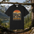 Scenic Route Camping T-Shirt — Retro Mountains & Tent Outdoor Tee