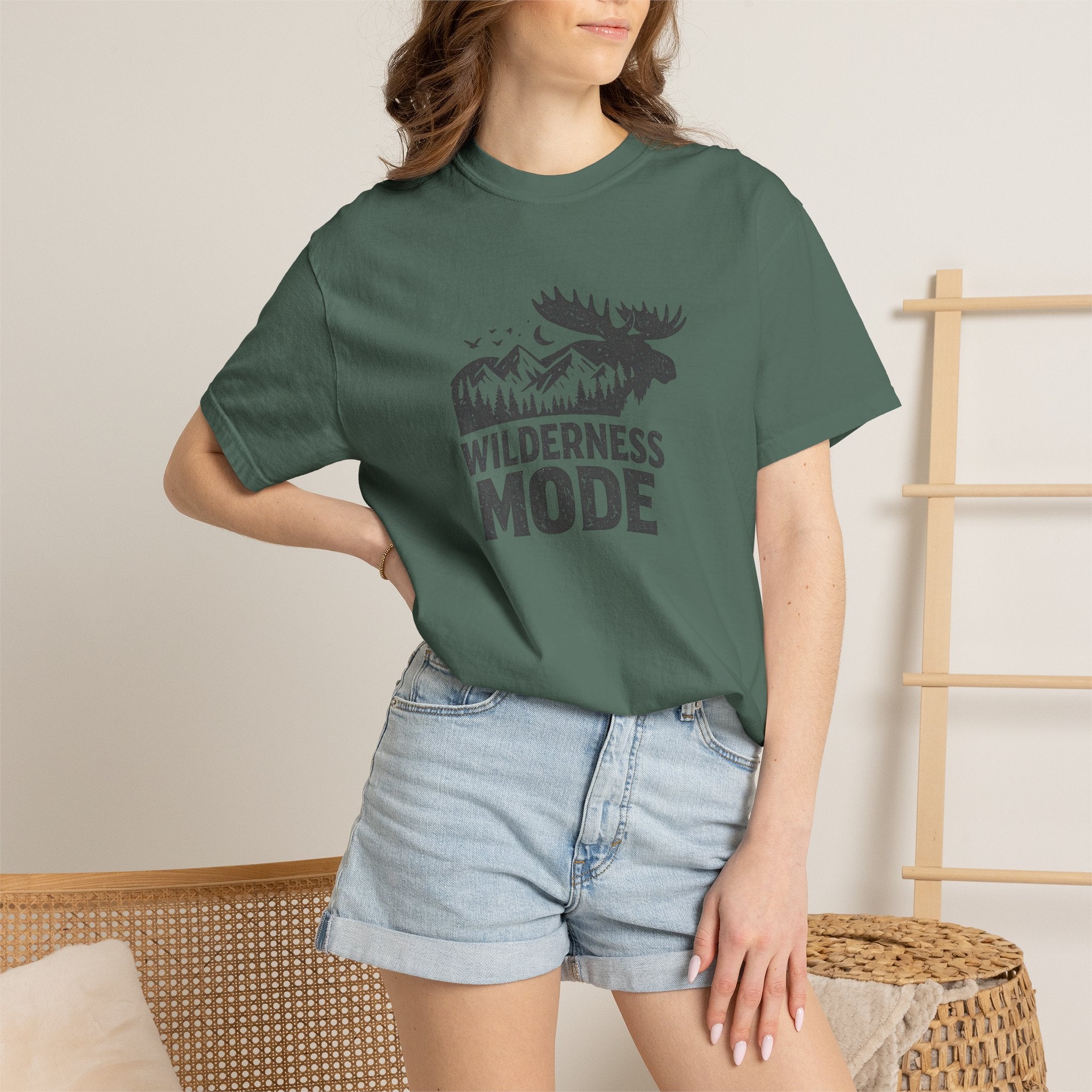 Wilderness Mode T-Shirt — Outdoor Moose Mountain Graphic Tee
