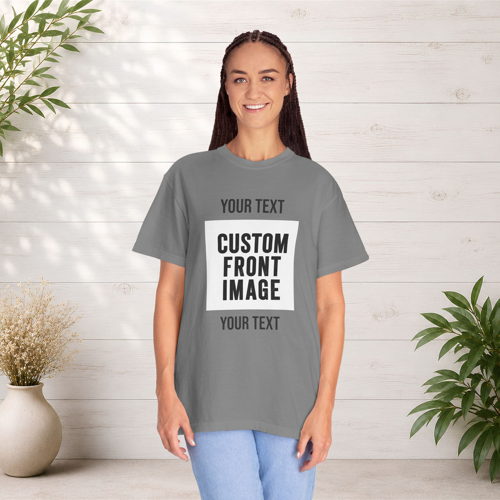 Custom Front Square Print T-Shirt — Personalized Text & Image Tee