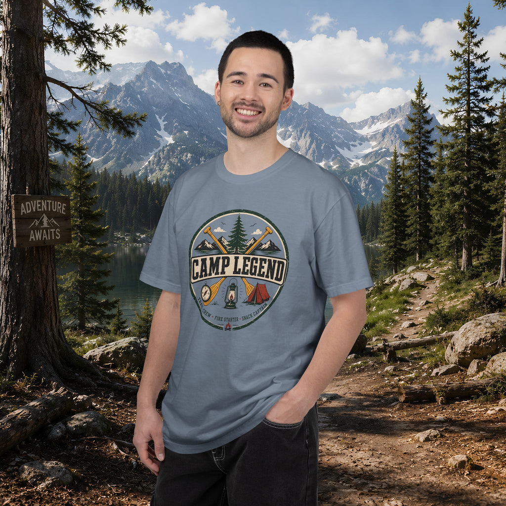 Camp Legend T-Shirt — Vintage Camping Badge Tee
