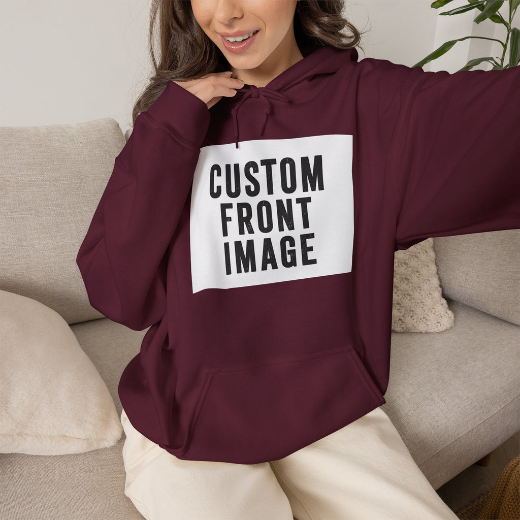 Custom Front Image Hoodie — Personalized White Pullover Hooded Sweatshirt