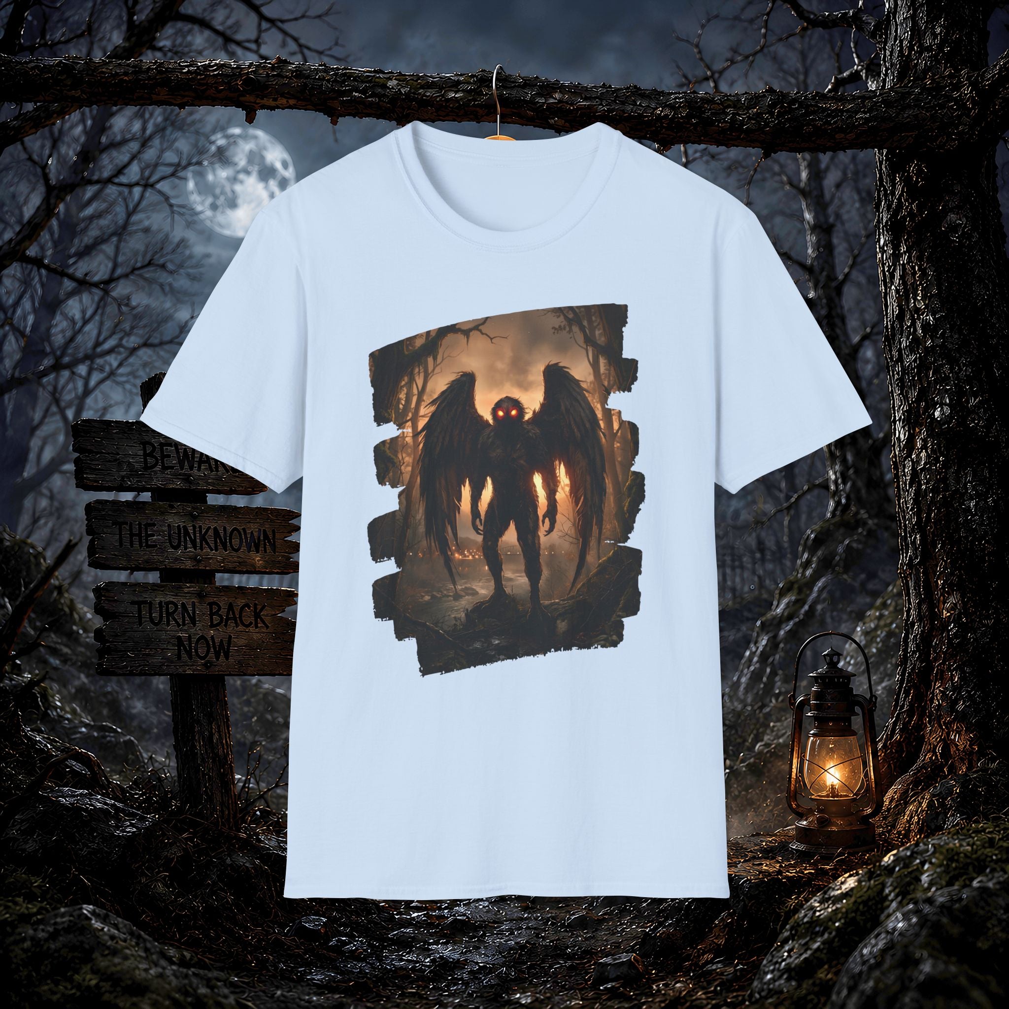 Mothman Cryptid Illustration T-Shirt | Dark Horror Graphic