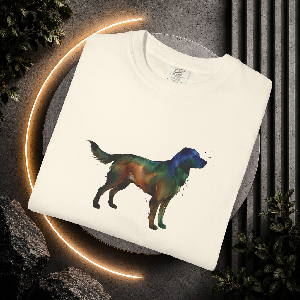 Golden Retriever Silhouette T-Shirt — Colorful Dog Graphic Tee for Pet Lovers