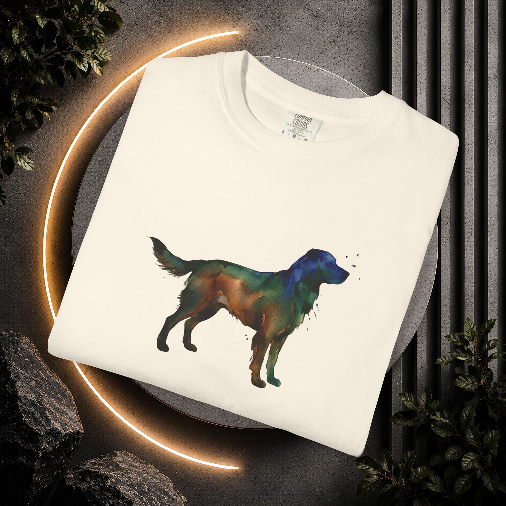Golden Retriever Silhouette T-Shirt — Colorful Dog Graphic Tee for Pet Lovers