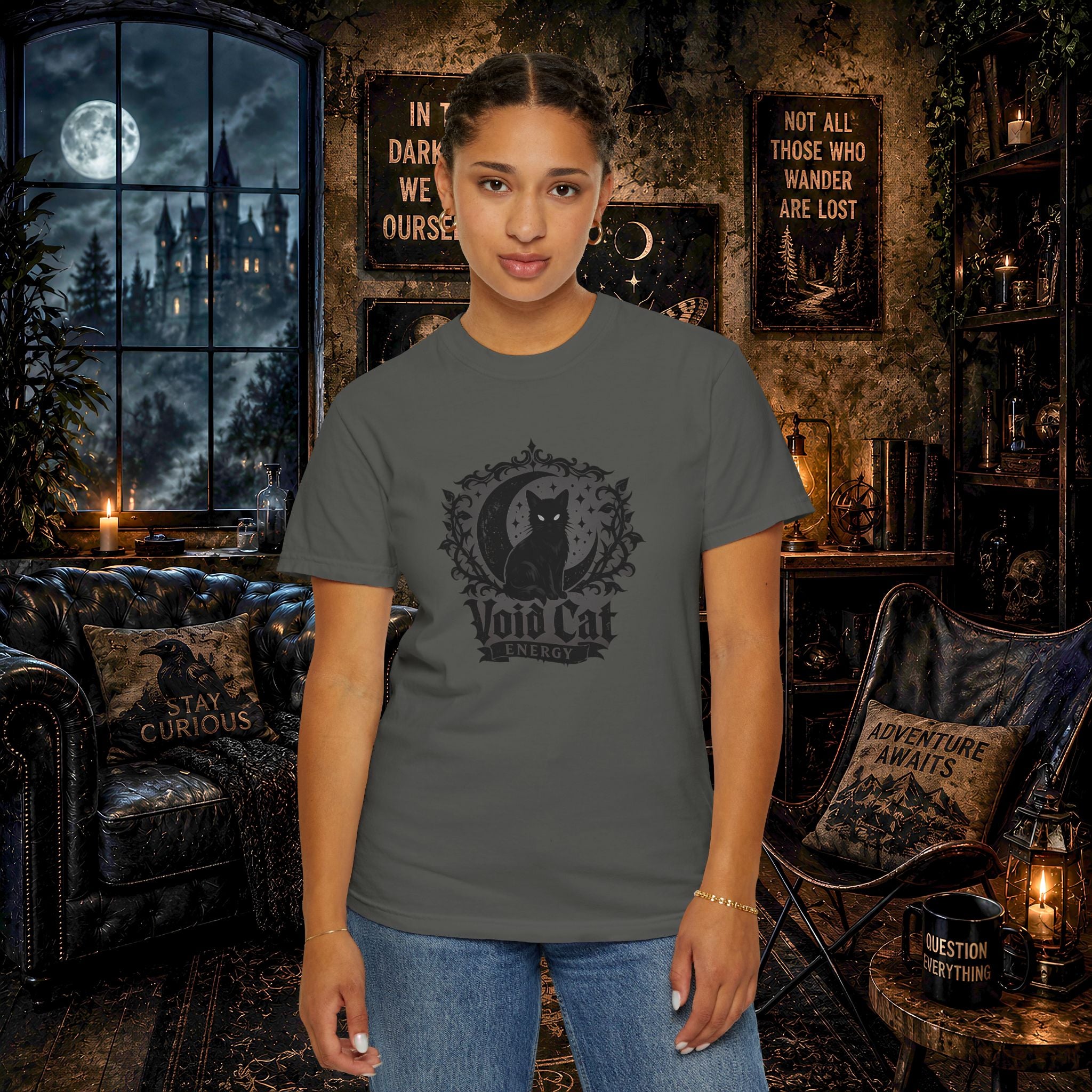 Void Cat T-Shirt — Gothic Black Cat Graphic Tee
