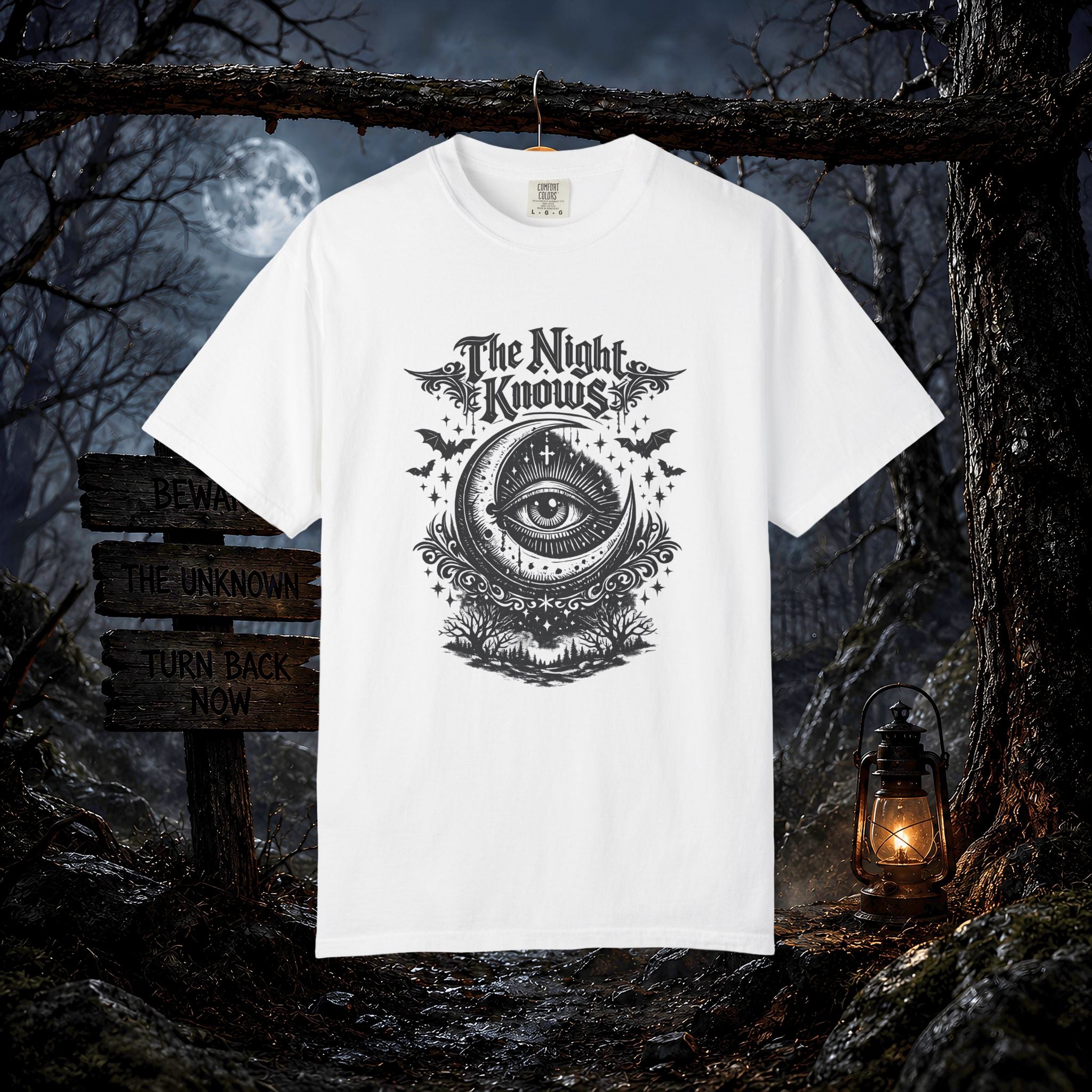The Night Knows Eye T-Shirt — Mystical Gothic Graphic Tee