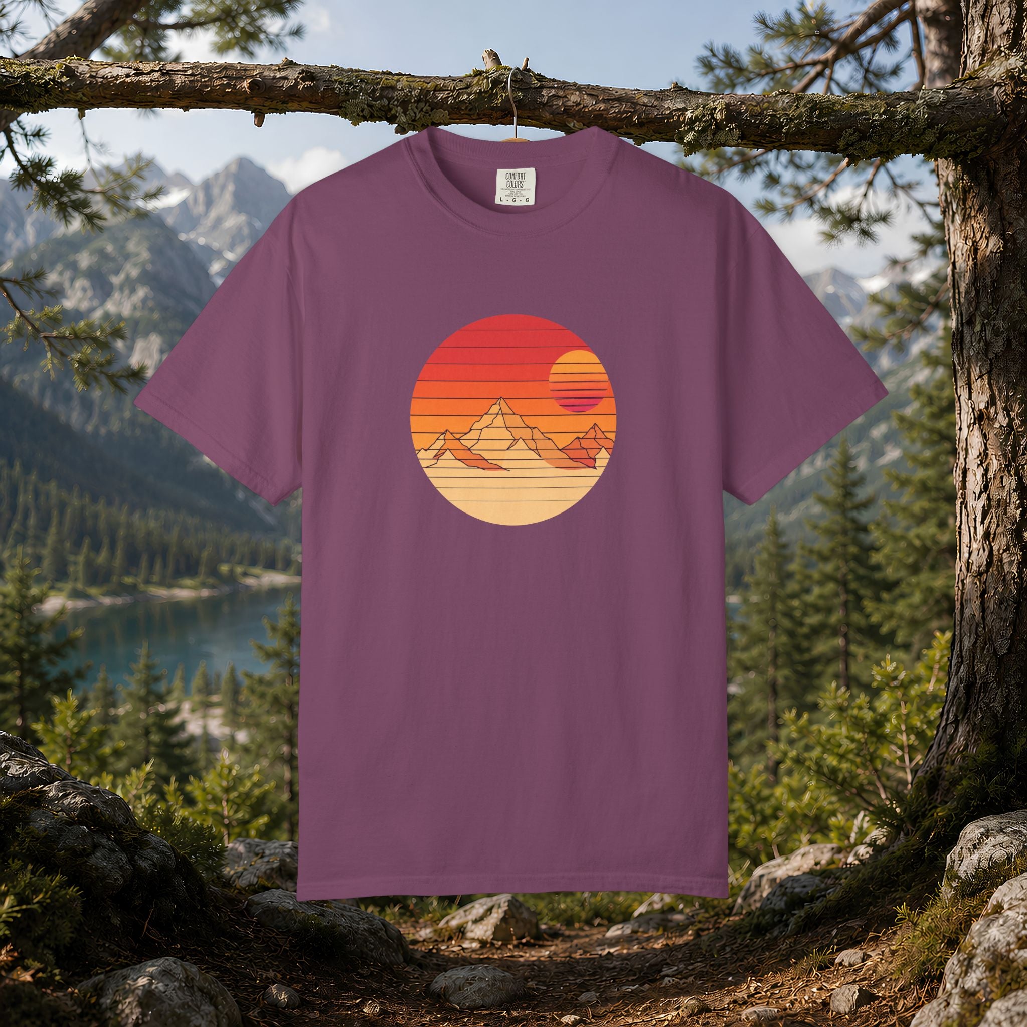 Retro Sunset Mountain T-shirt | Vintage Mountain Graphic Tee