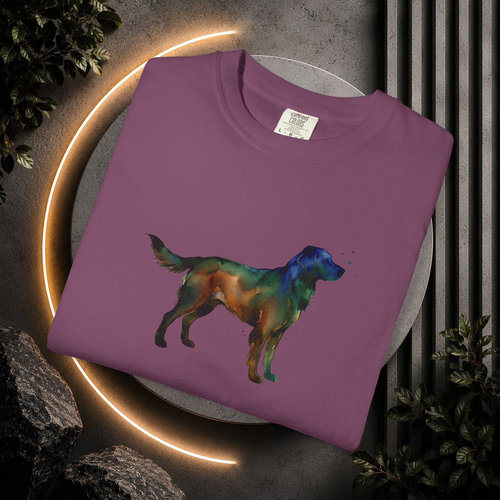 Golden Retriever Silhouette T-Shirt — Colorful Dog Graphic Tee for Pet Lovers