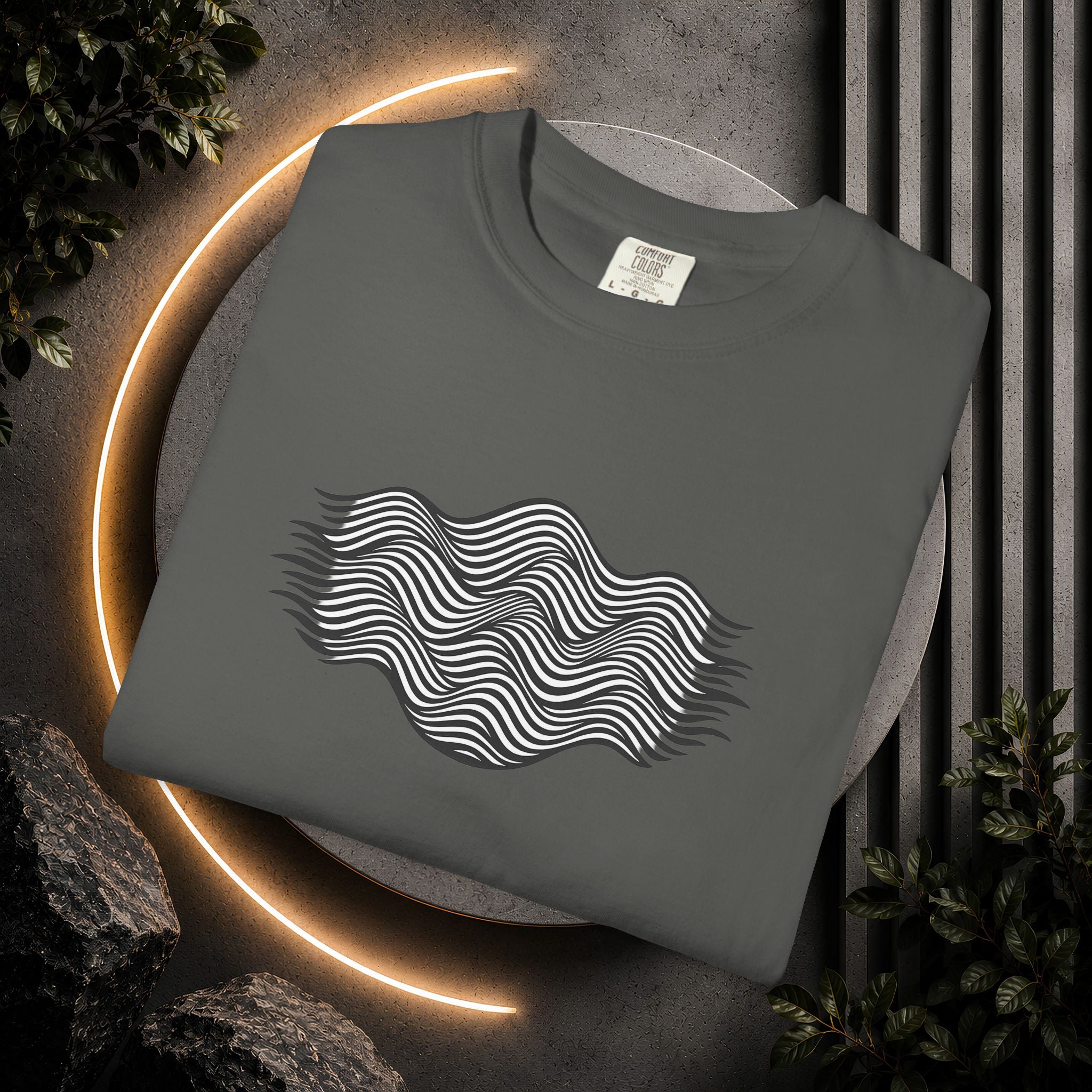 Minimal Wave Graphic T-Shirt — Abstract Line Art Tee