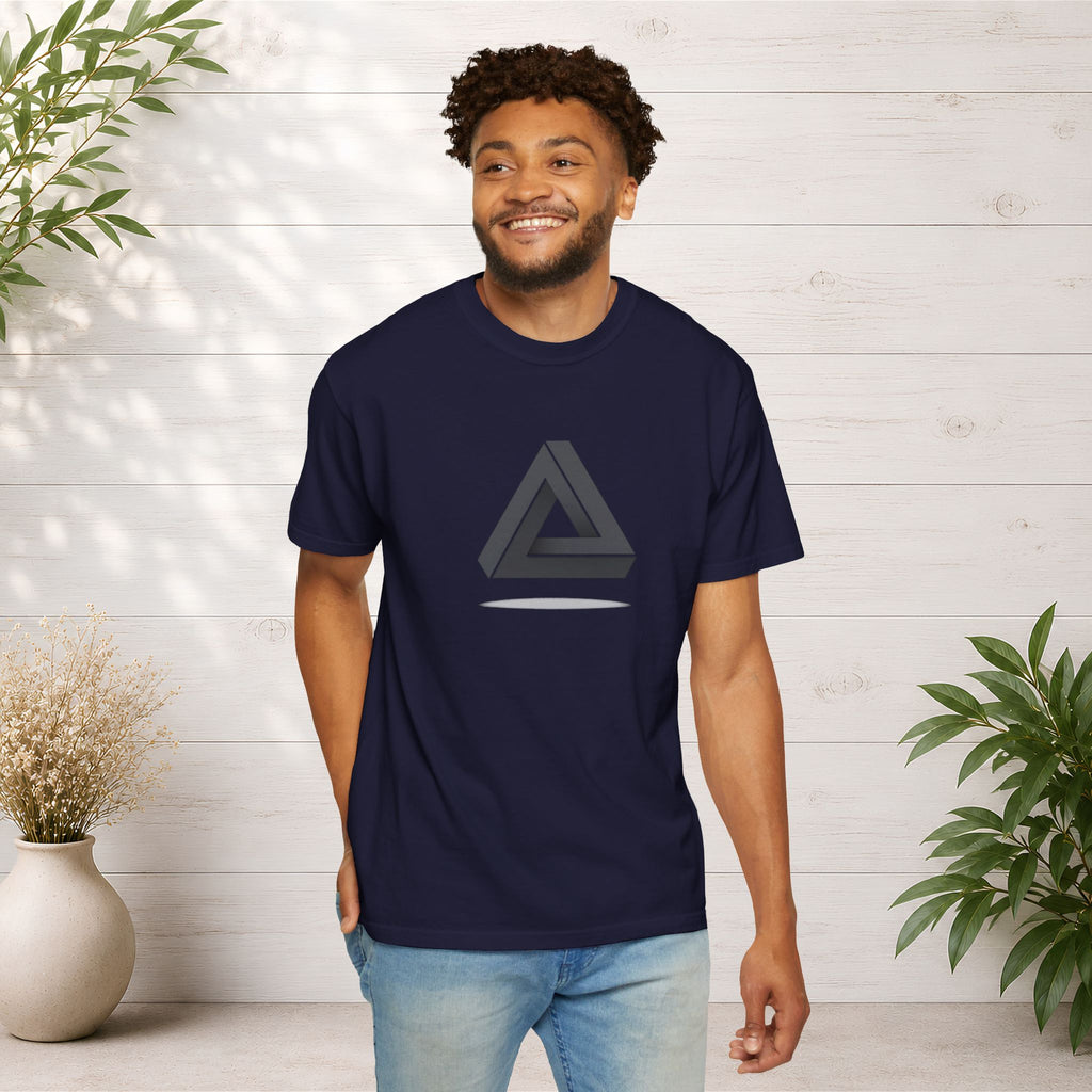 Optical Illusion Triangle T-Shirt — Geometric Penrose Design