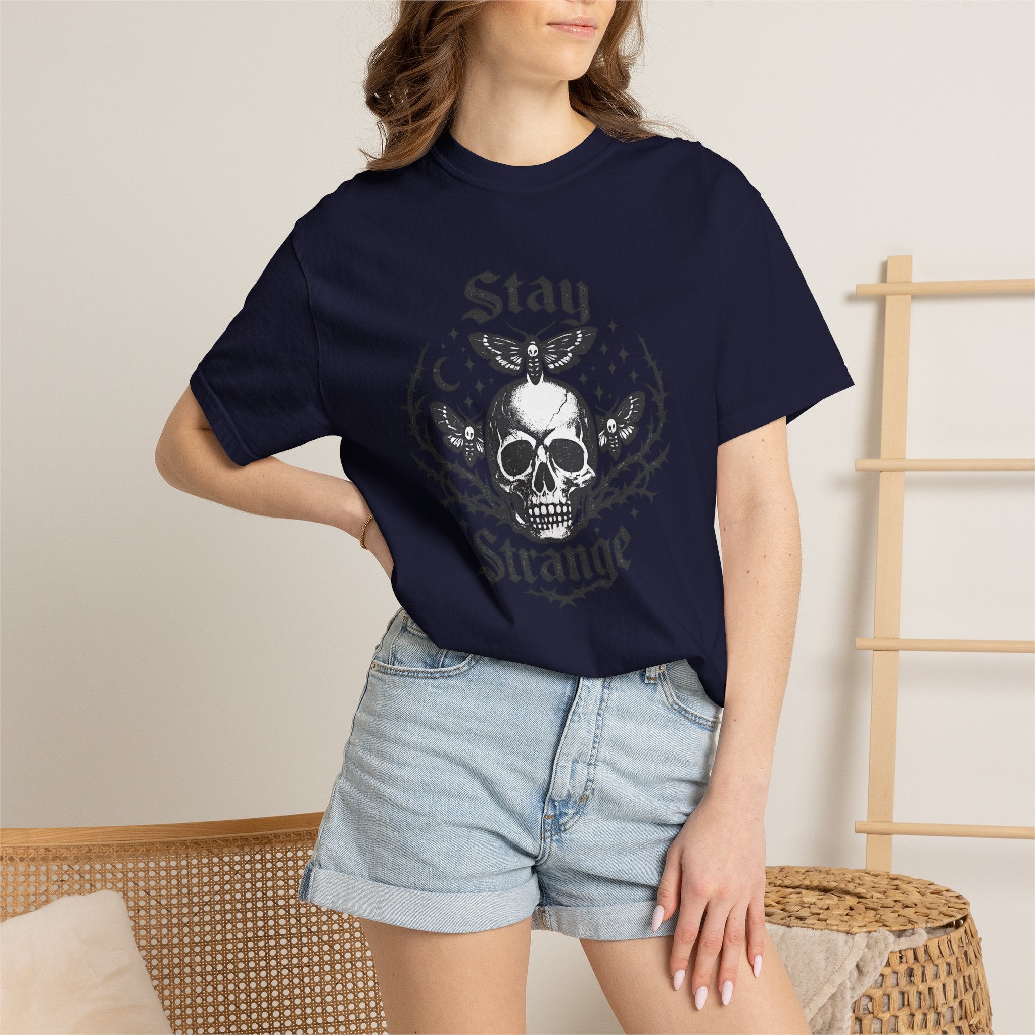 Stay Strange Skull T-Shirt — Gothic Skull Graphic Tee