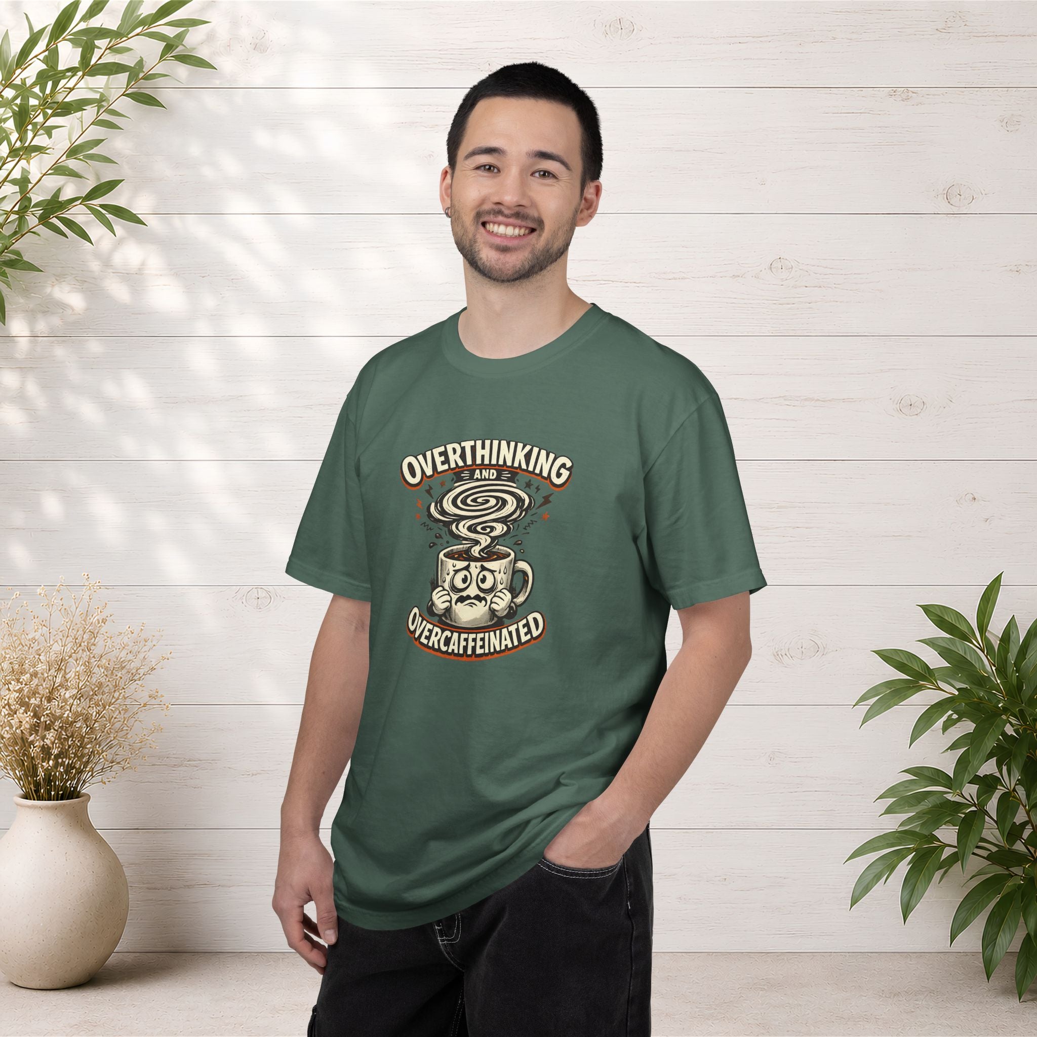 Overthinking & Overcaffeinated T-Shirt — Funny Coffee & Anxiety Graphic Tee