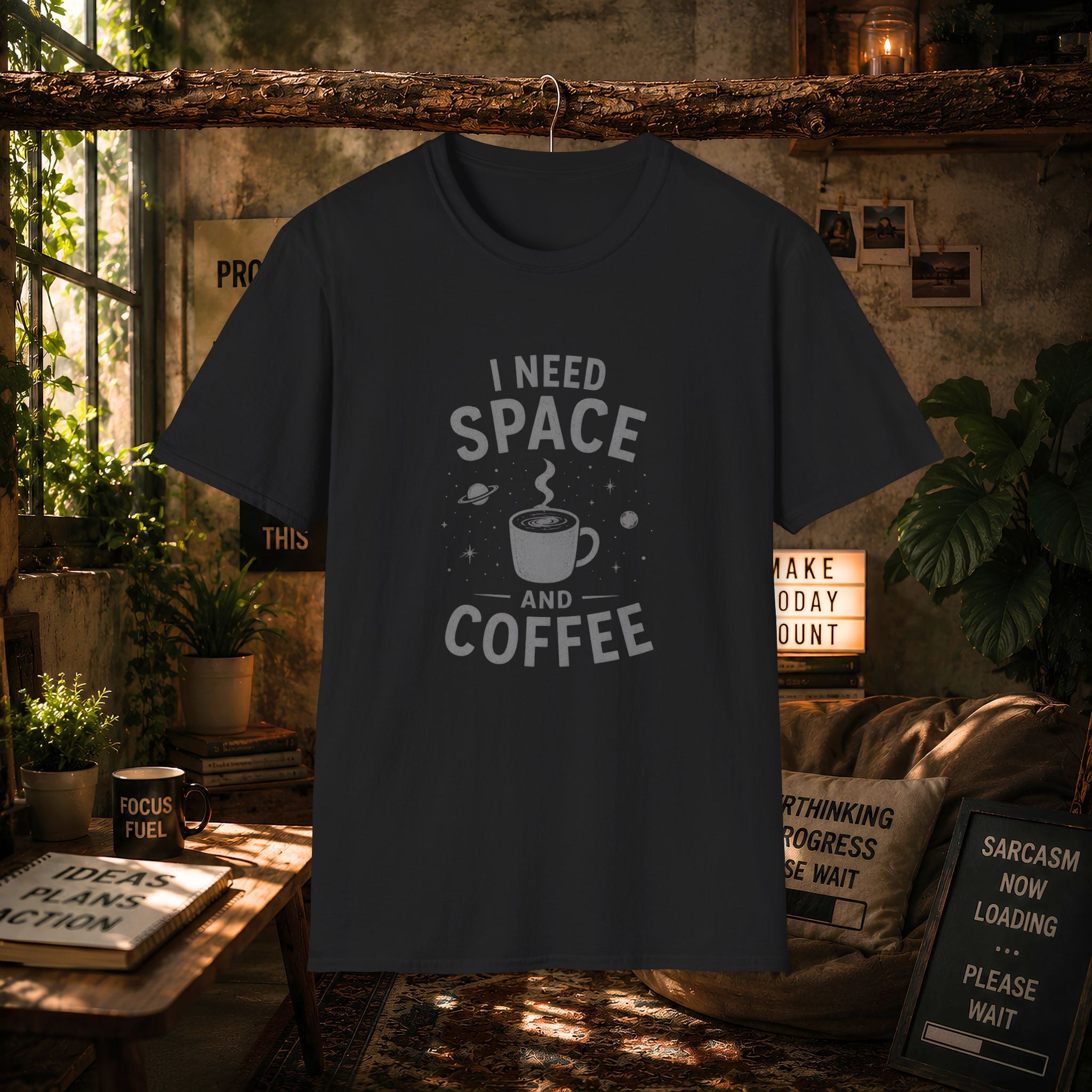 I Need Space and Coffee T-Shirt | Space Coffee Graphic Tee
