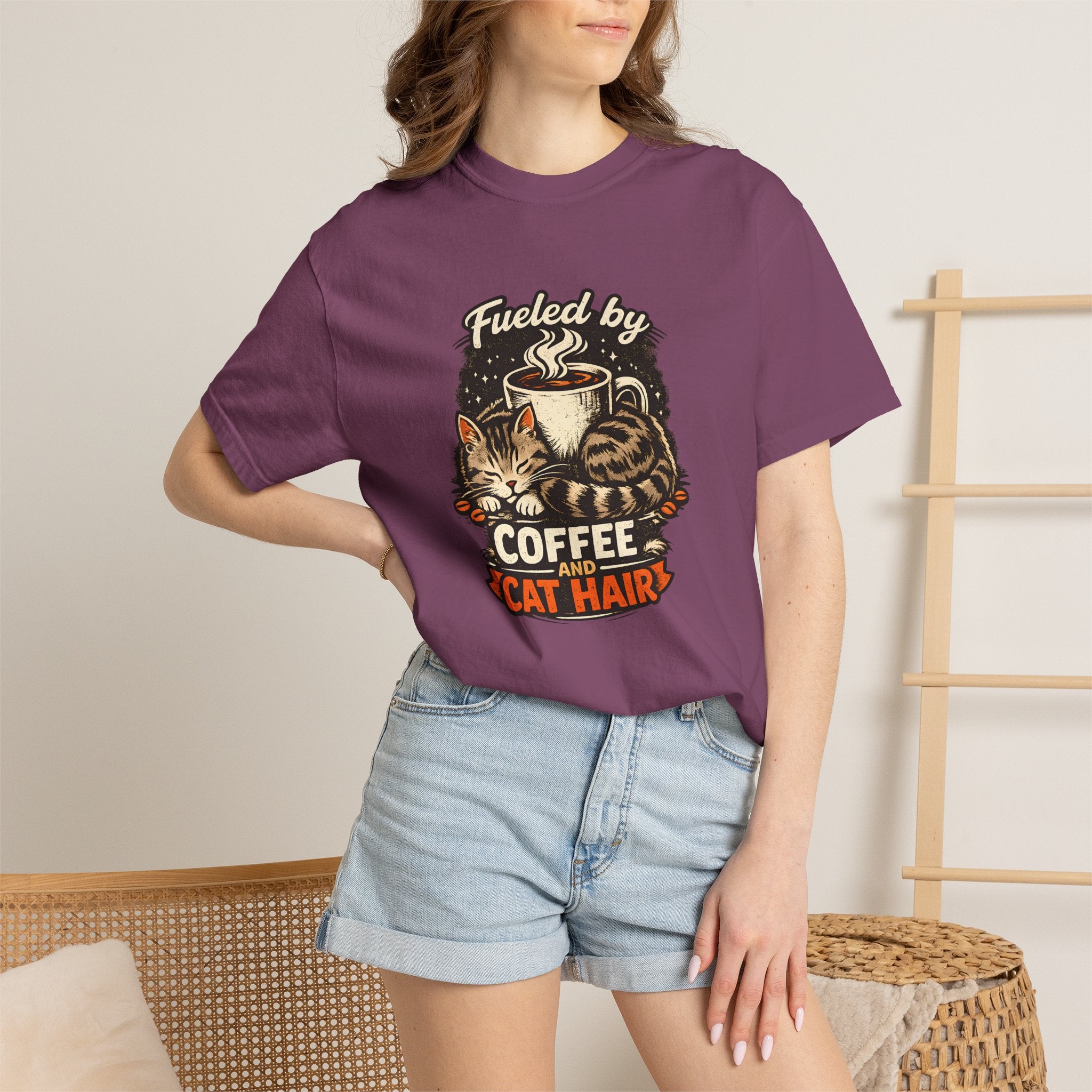 Coffee & Cat Hair T-Shirt — "Fueled by Coffee and Cat Hair" Graphic Tee