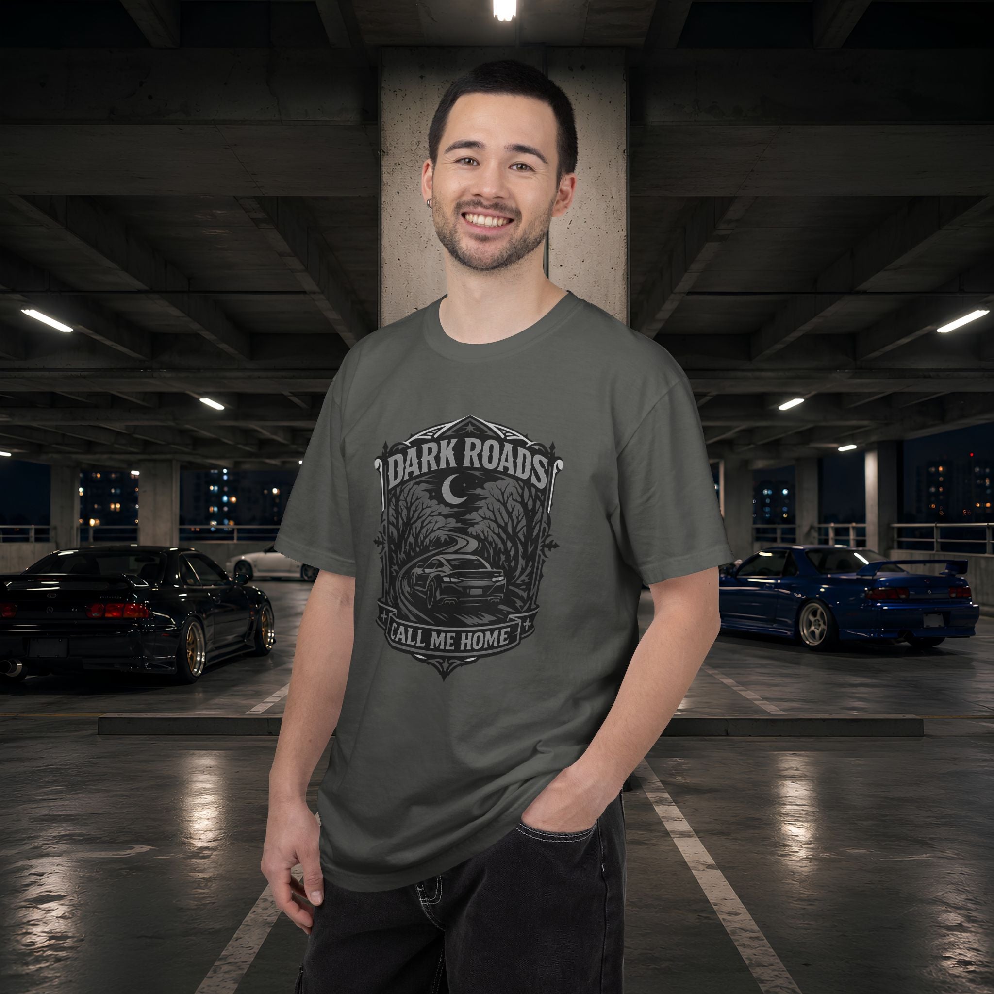 Dark Roads Call Me Home T-Shirt — Vintage Night Drive Graphic Tee